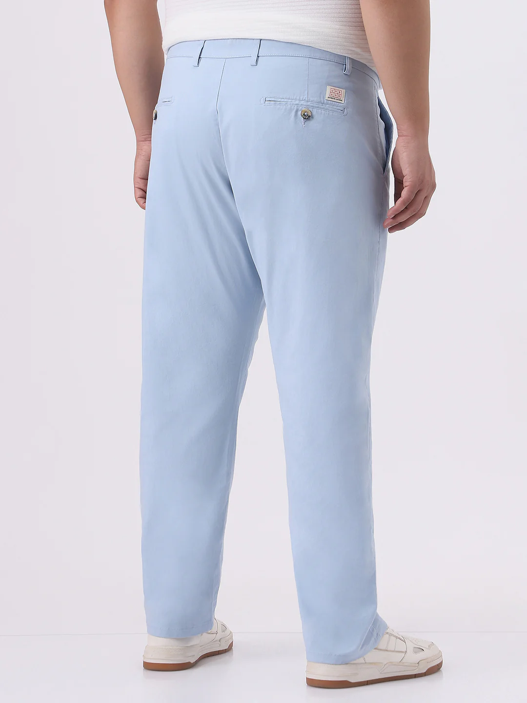Plus Men's Light Sky Blue Cotton Regular Fit Casual Chinos Trousers Stretch - Image 5