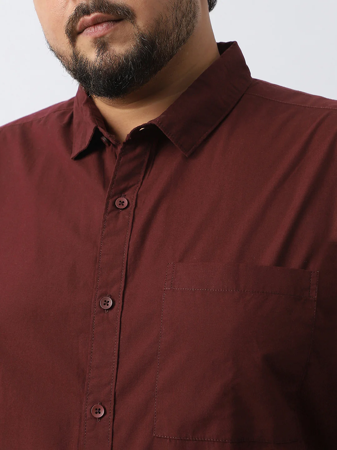 Plus Men's Maroon Cotton Full Sleeve Regular Fit Casual Solid Shirt - Image 6