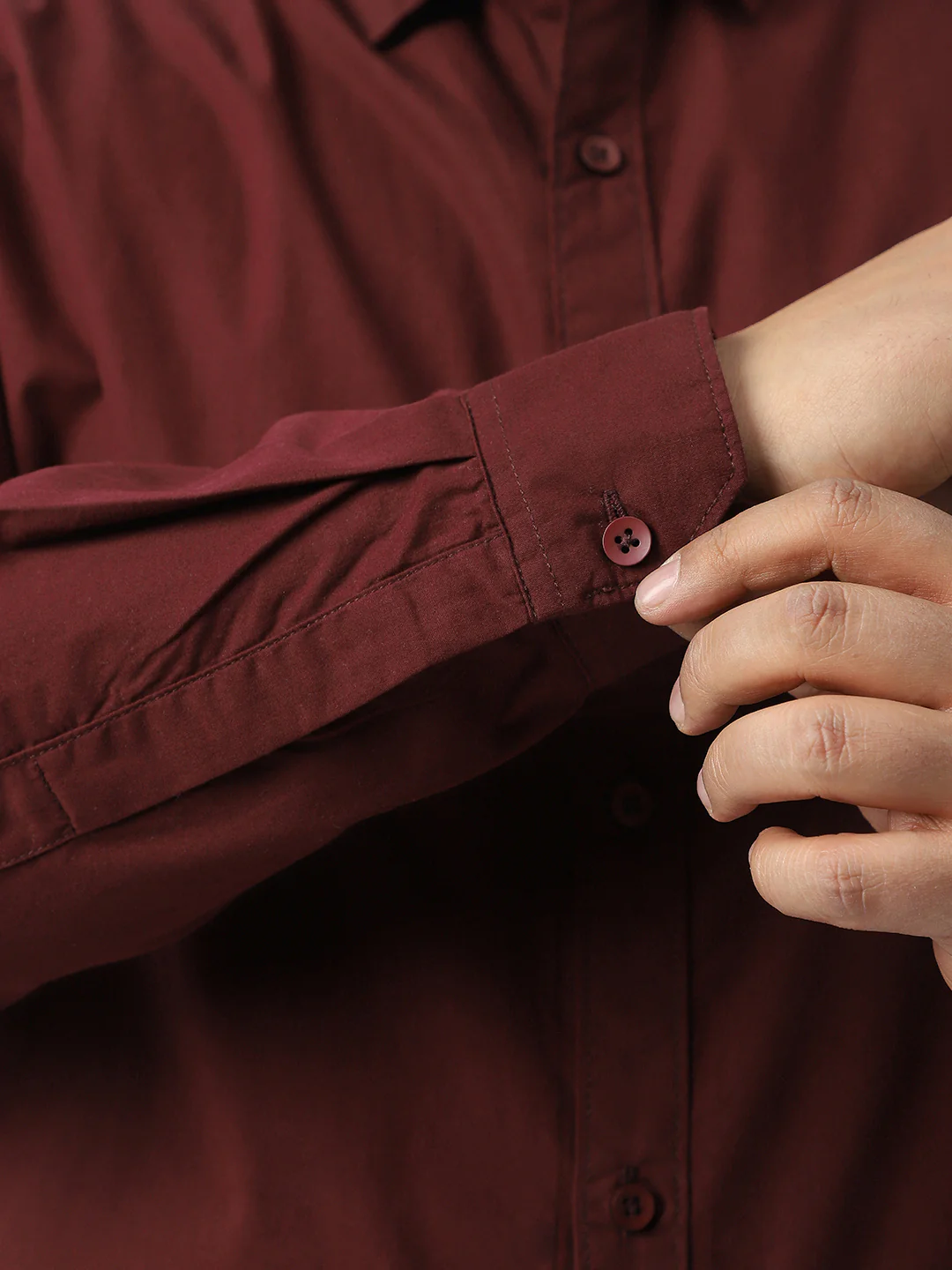 Plus Men's Maroon Cotton Full Sleeve Regular Fit Casual Solid Shirt - Image 7