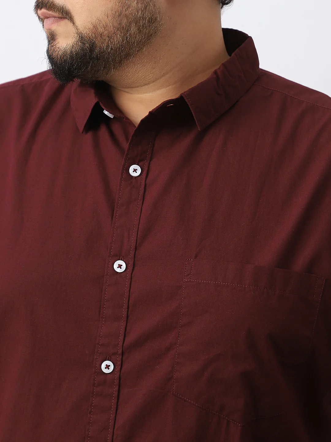 Plus Men's Maroon Cotton Full Sleeve Regular Fit Casual Solid Shirt - Image 6