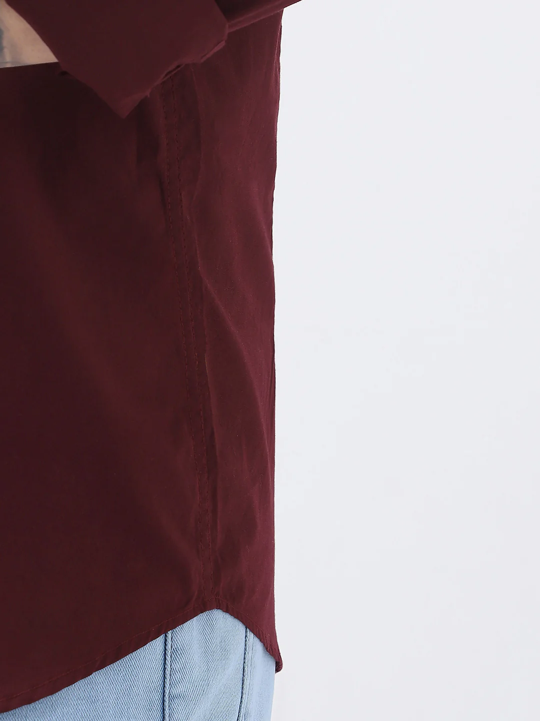 Plus Men's Maroon Cotton Full Sleeve Regular Fit Casual Solid Shirt - Image 6