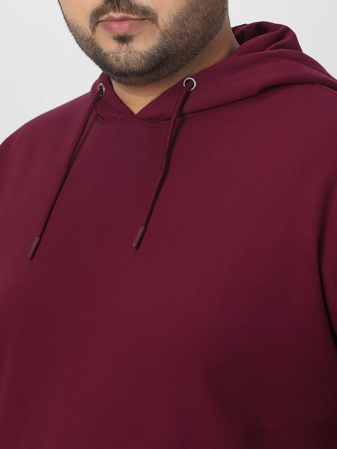 Plus Men's Maroon Cotton Solid Oversized Hooded Neck Sweatshirt - Image 5