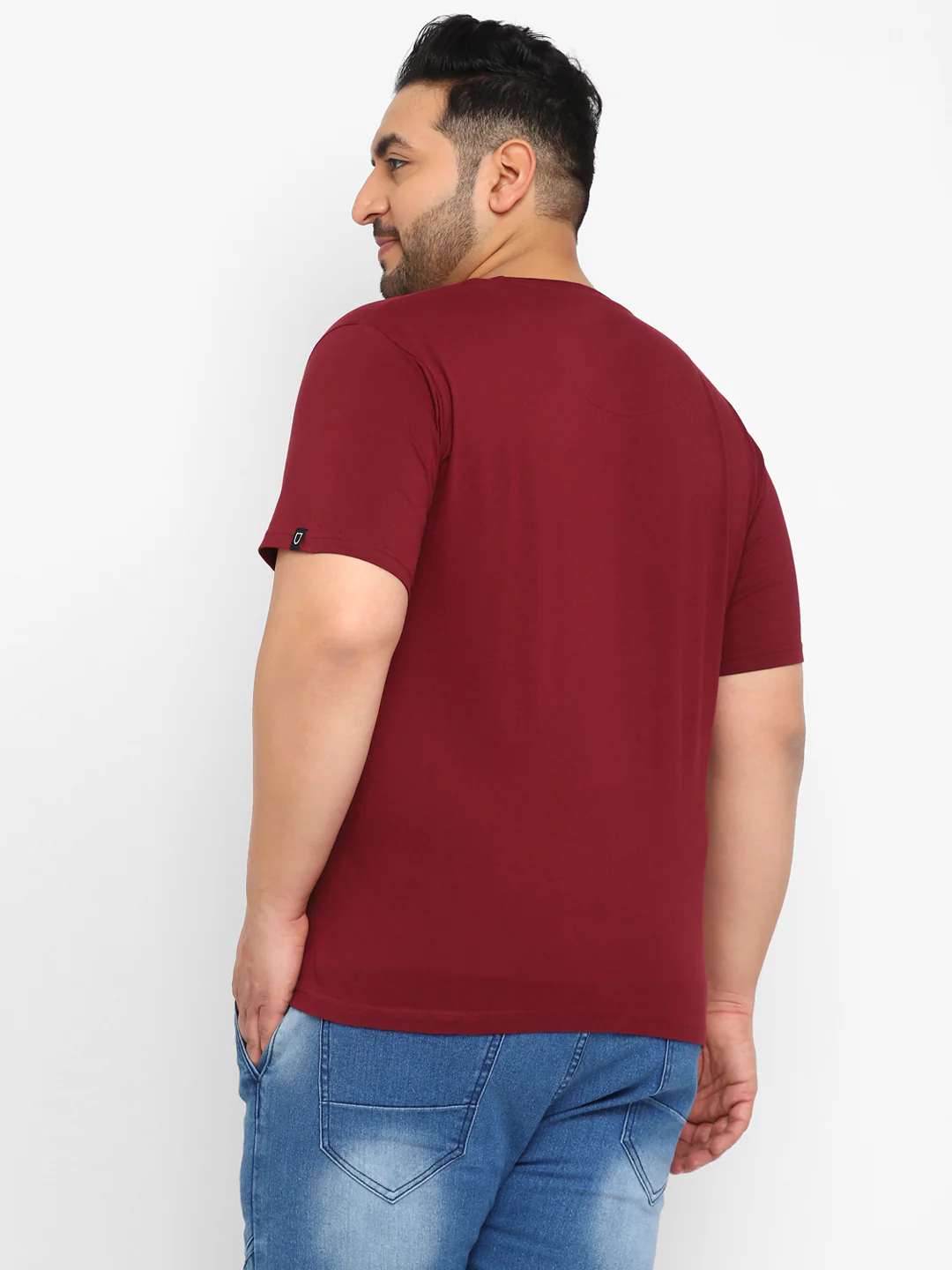 Urbano Plus Men's Maroon Graphic Printed Half Sleeve Regular Fit Cotton T-Shirt - Image 3