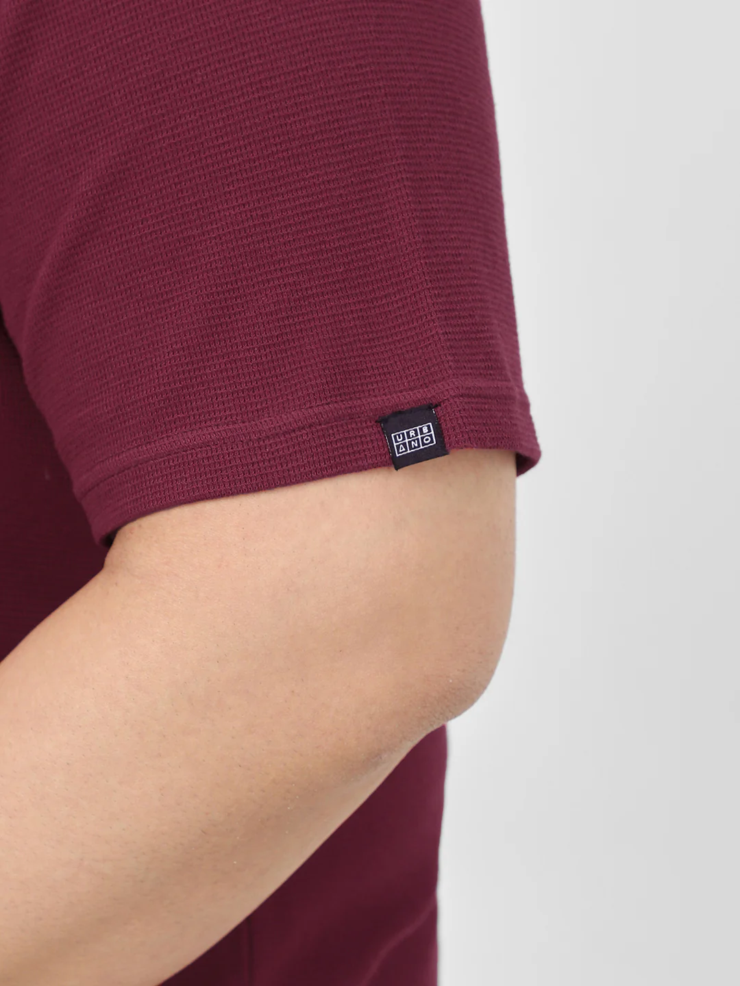 Plus Men's Maroon Textured Regular Fit Half Sleeve Cotton Polo T-Shirt - Image 7