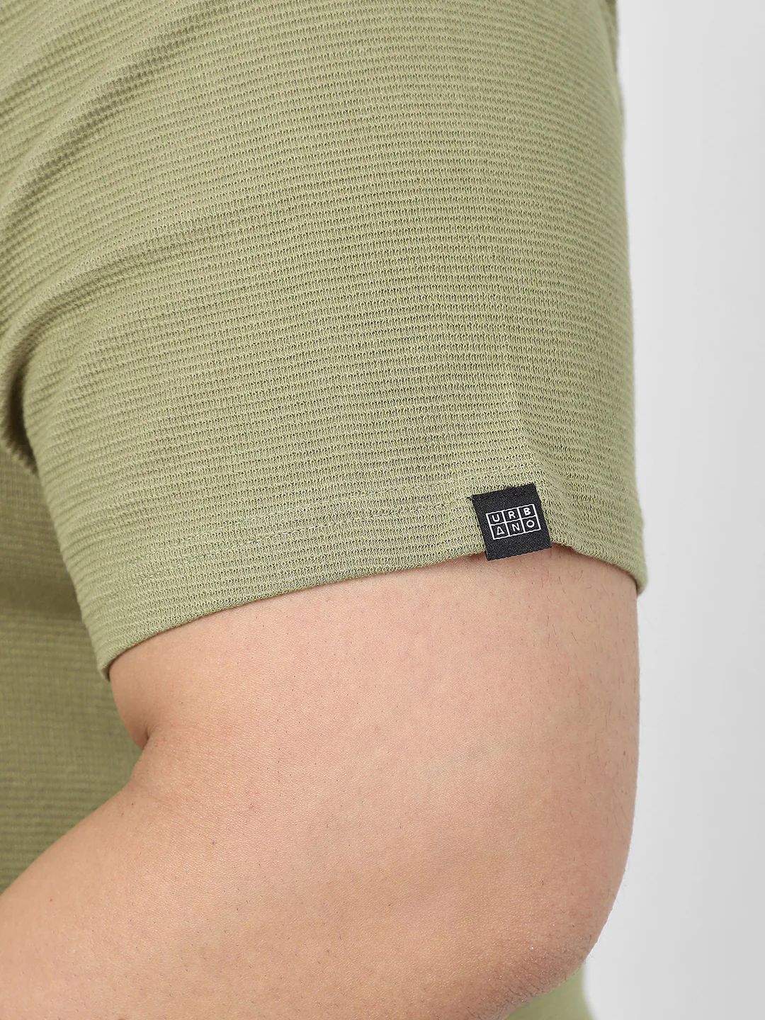 Plus Men's Matcha Green Textured Regular Fit Half Sleeve Cotton Polo T-Shirt - Image 7