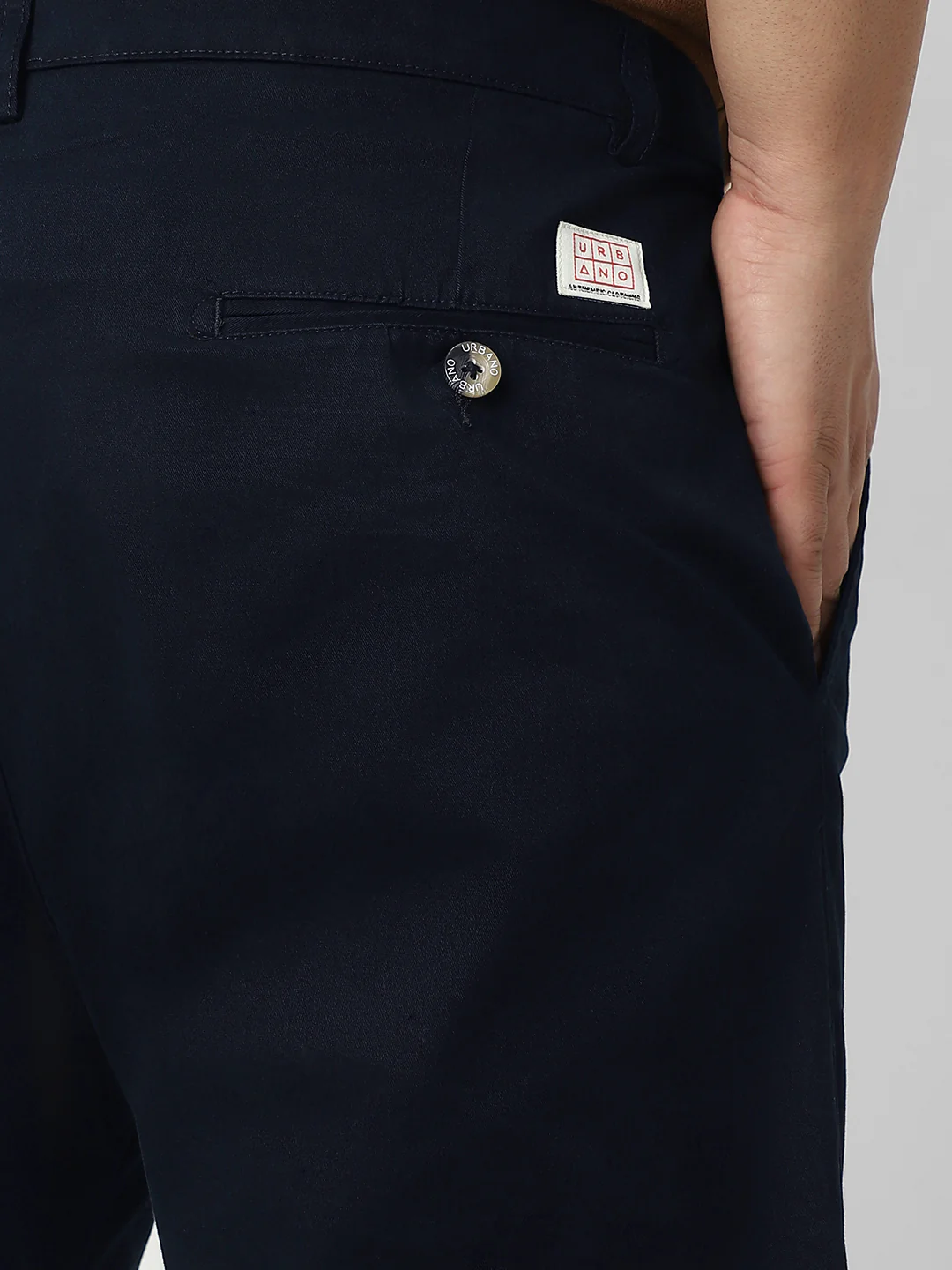 Plus Men's Navy Blue Cotton Regular Fit Casual Chino Pants Stretch - Image 6