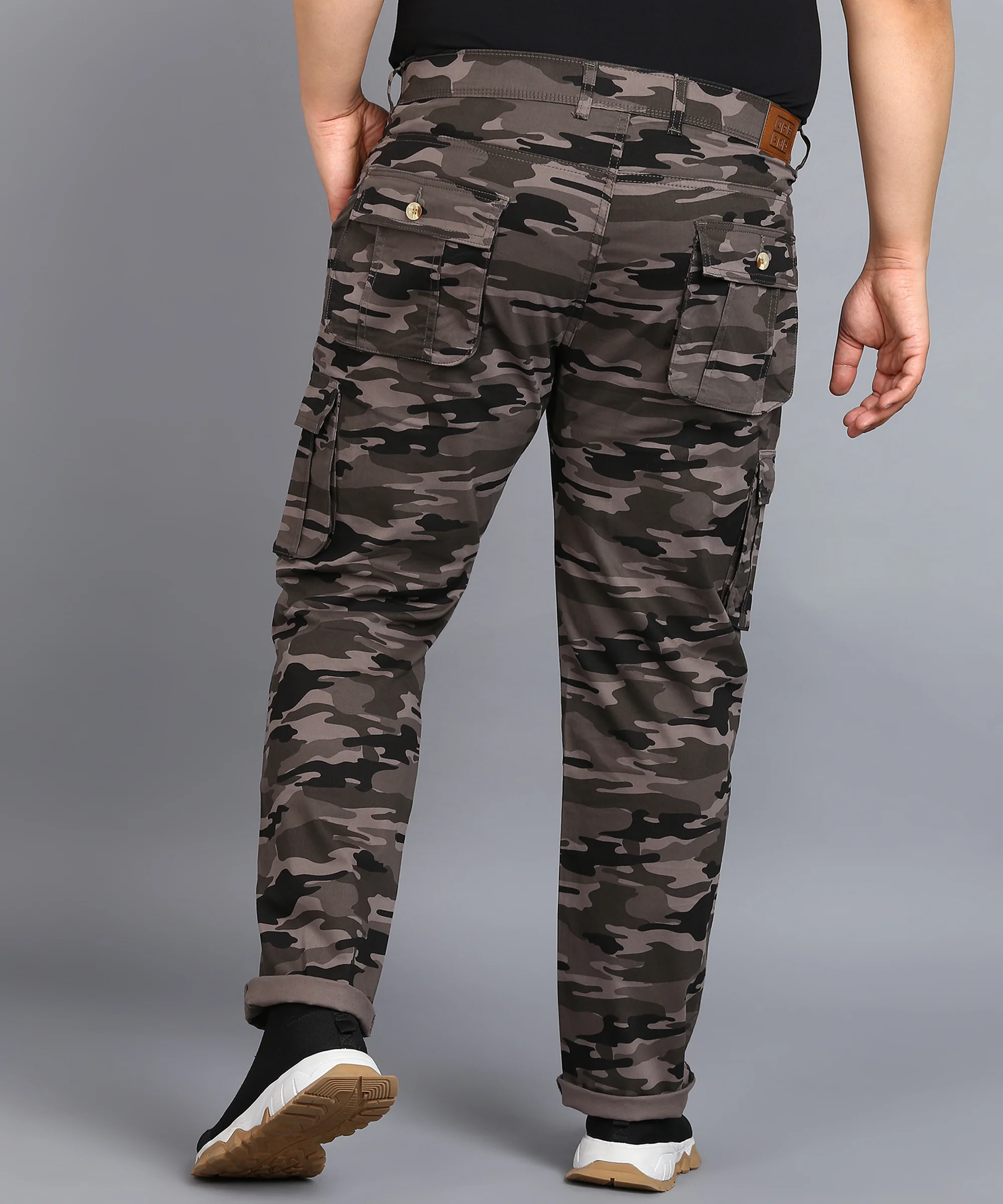 Plus Men's Navy Blue Regular Fit Military Camouflage Cargo Chino Pant with 6 Pockets - Image 3
