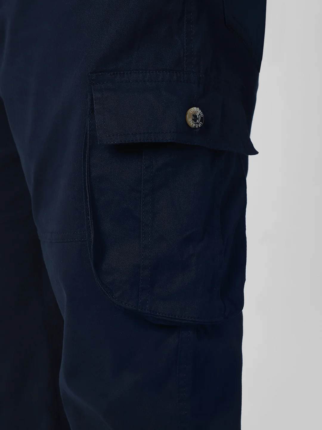 Plus Men's Navy Blue Regular Fit Solid Cargo Chino Pant with 6 Pockets - Image 5