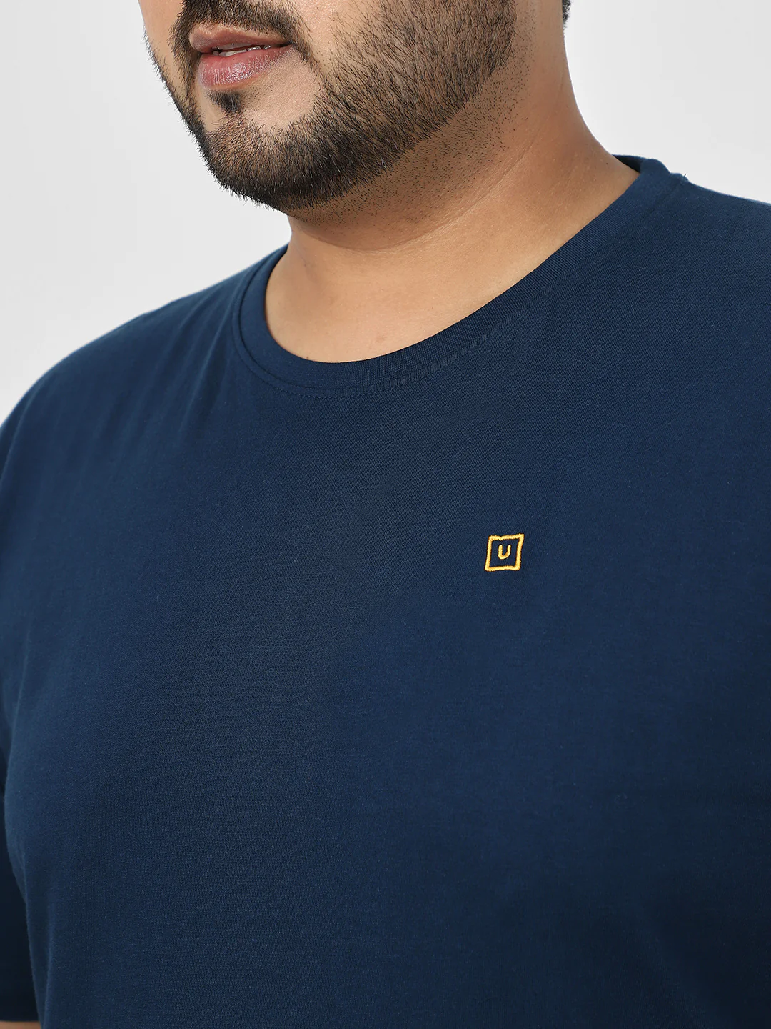 Plus Men's Navy Blue Solid Regular Fit Round Neck Cotton T-Shirt - Image 6