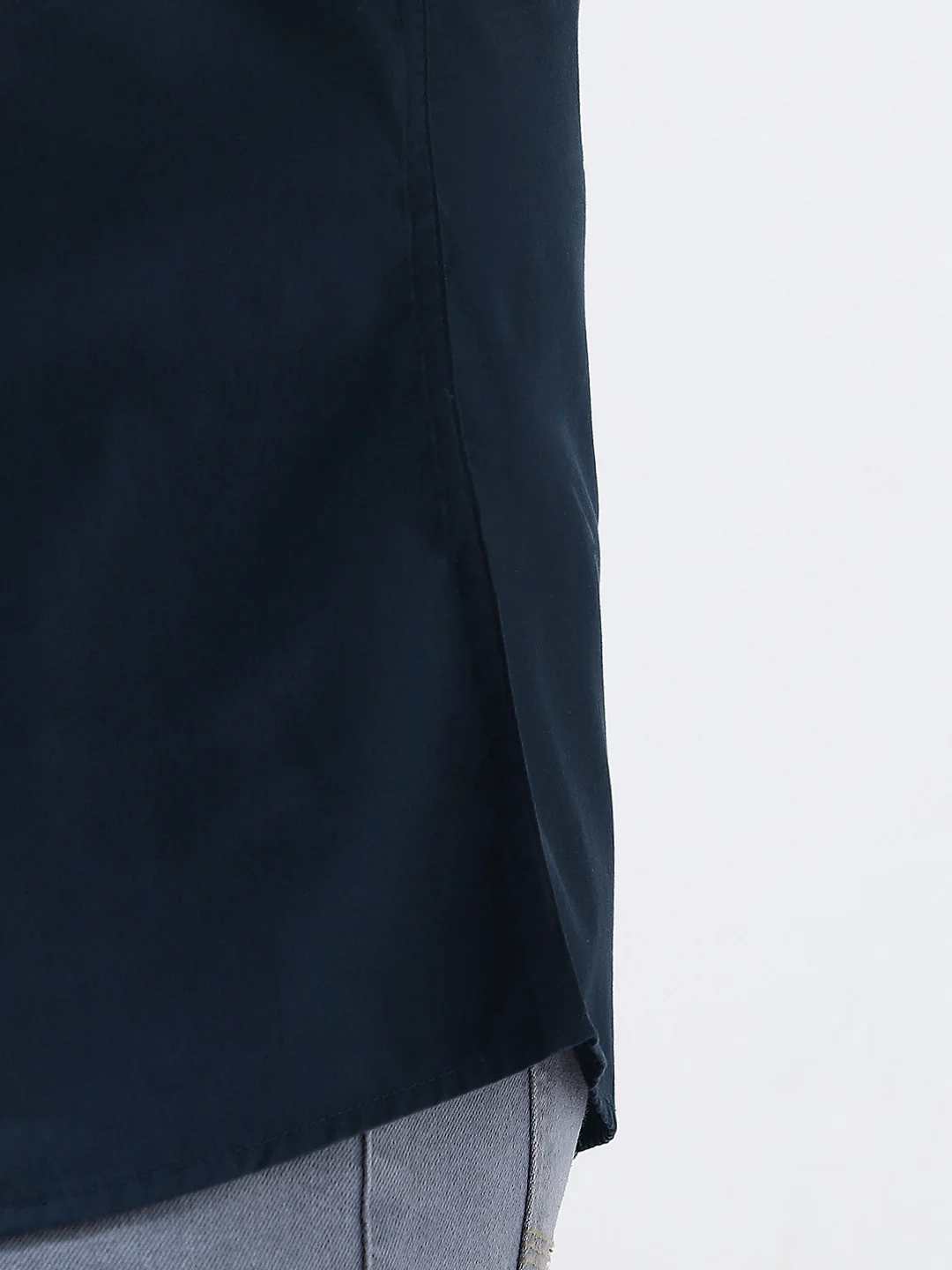 Plus Men's Navy Cotton Full Sleeve Regular Fit Casual Solid Shirt - Image 6