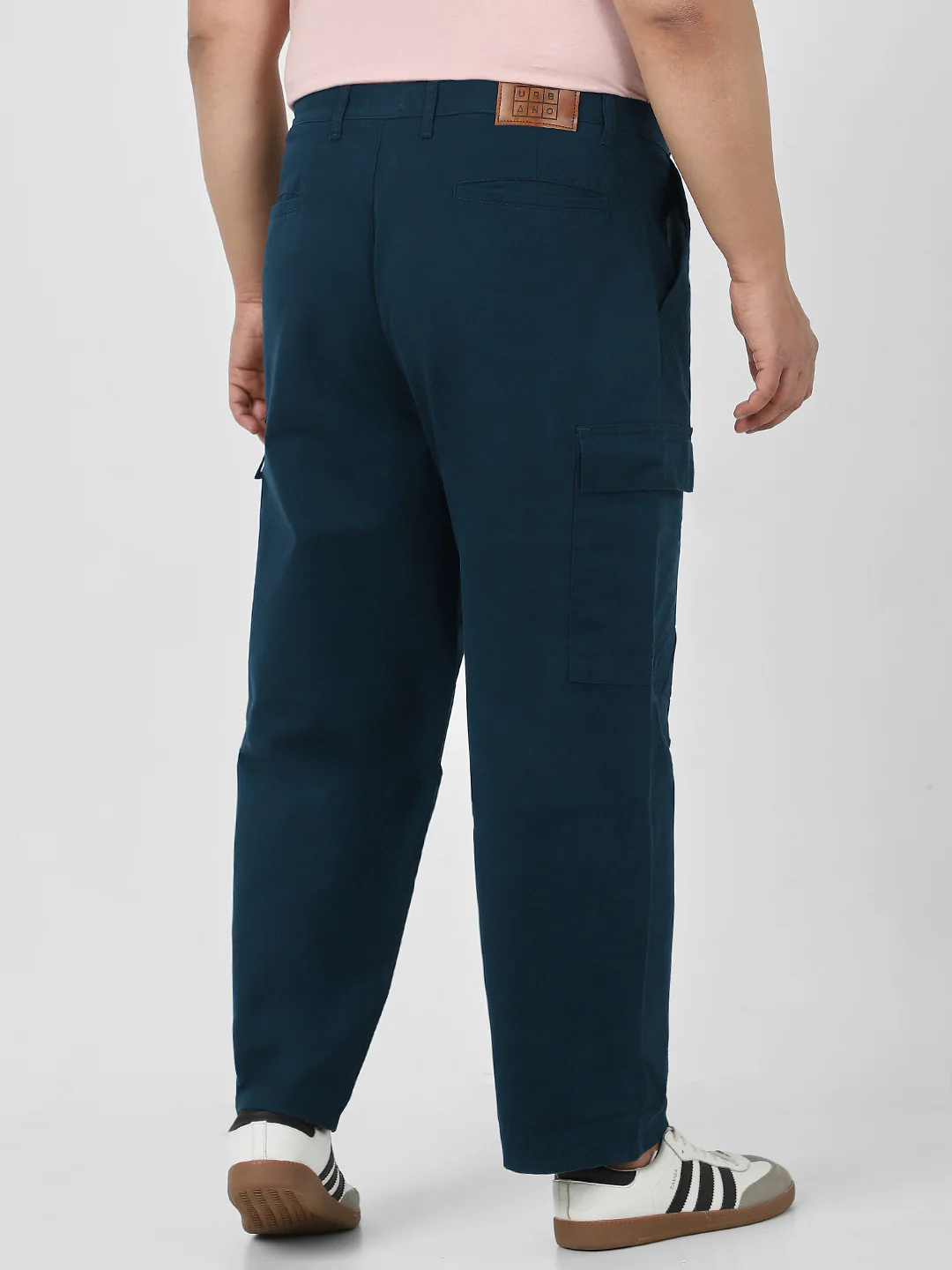 Plus Men's Navy Loose Baggy Fit Solid Cargo Chino Pant with 6 Pockets Non-Stretchable - Image 5