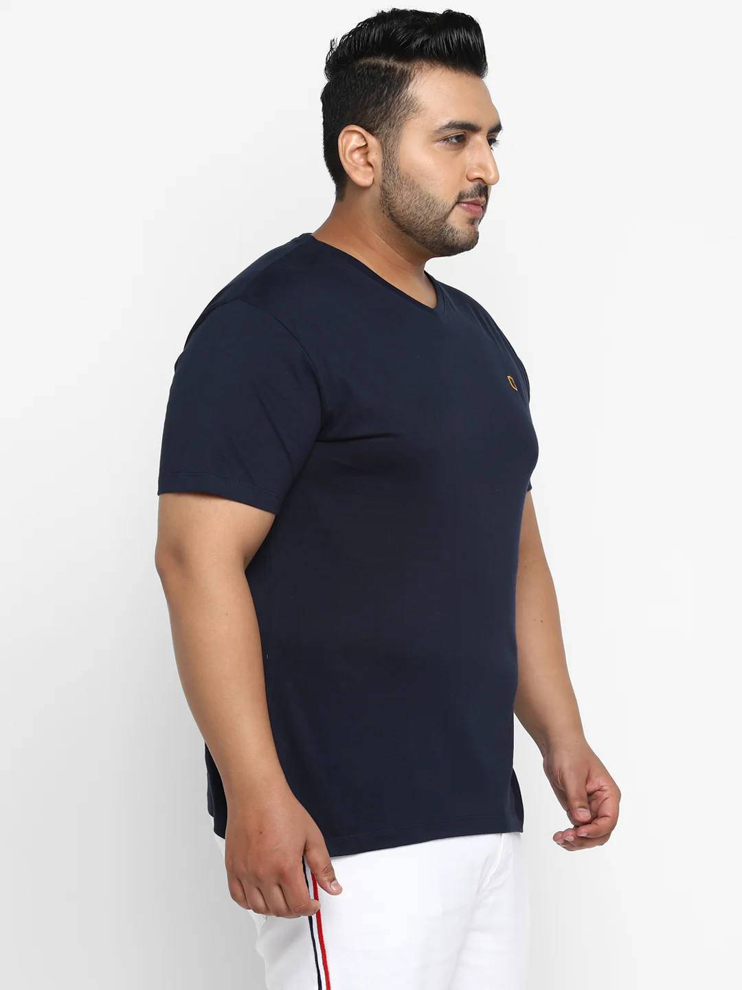Plus Men's Navy Printed Full Sleeve Regular Fit Cotton T-Shirt - Image 2