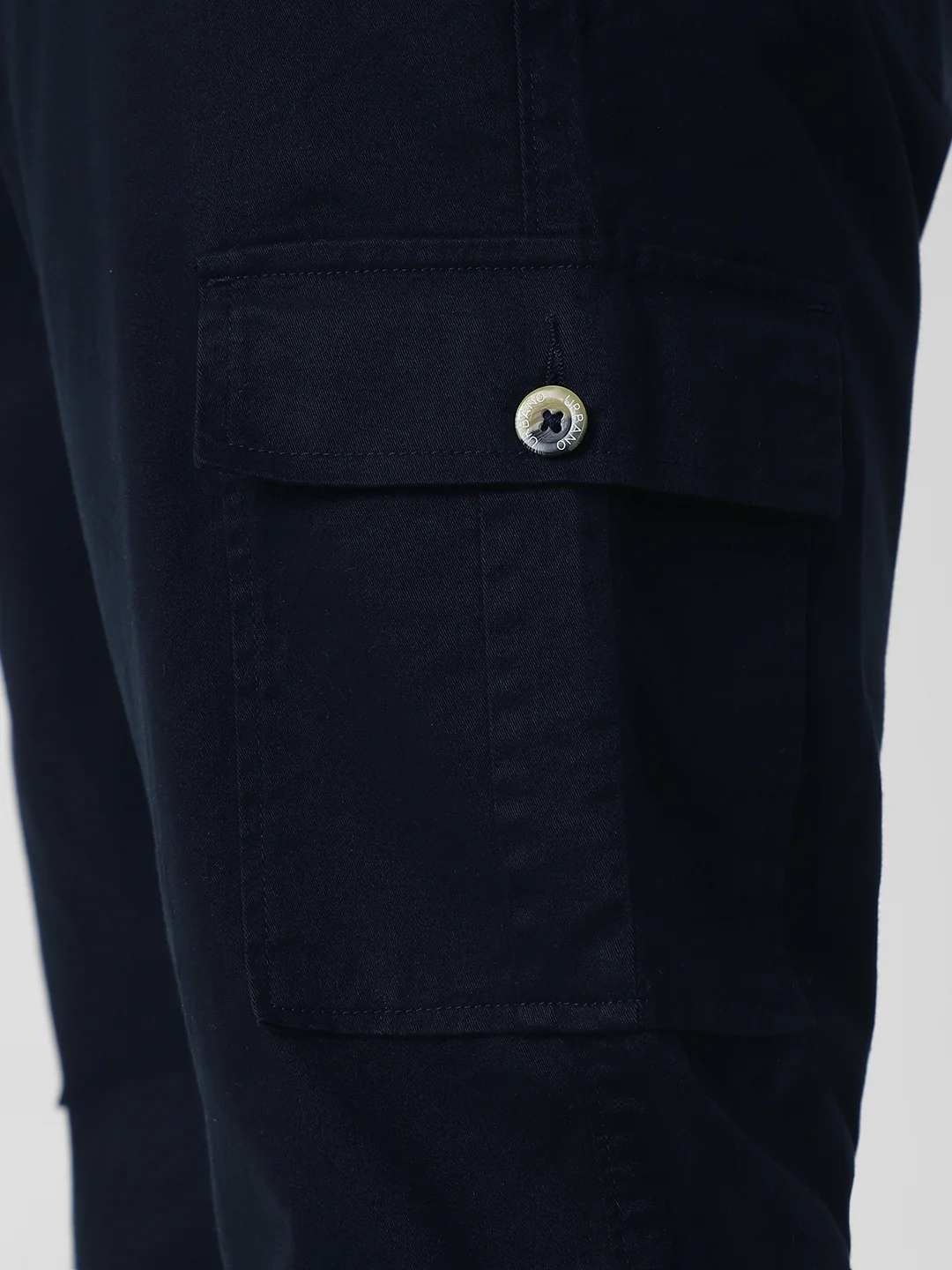 Plus Men's Navy Regular Fit Solid Cargo Chino Pant with 6 Pockets Stretchable - Image 5
