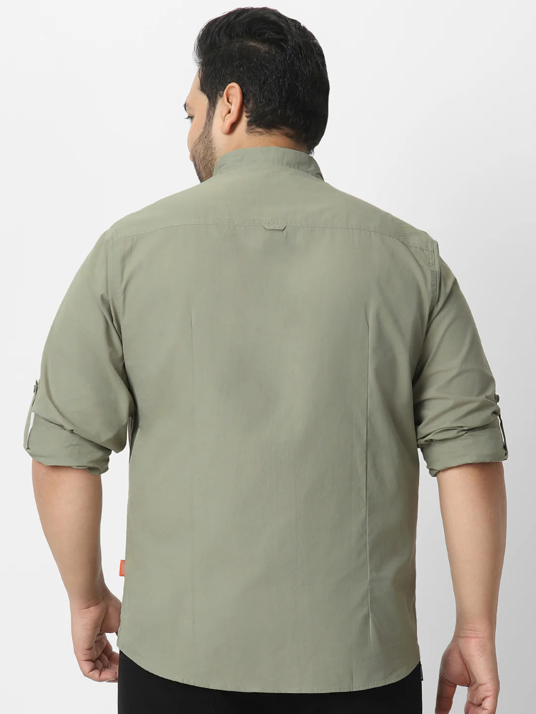 Men's Olive Cotton Full Sleeve Regular Fit Casual Solid Shirt - Image 4