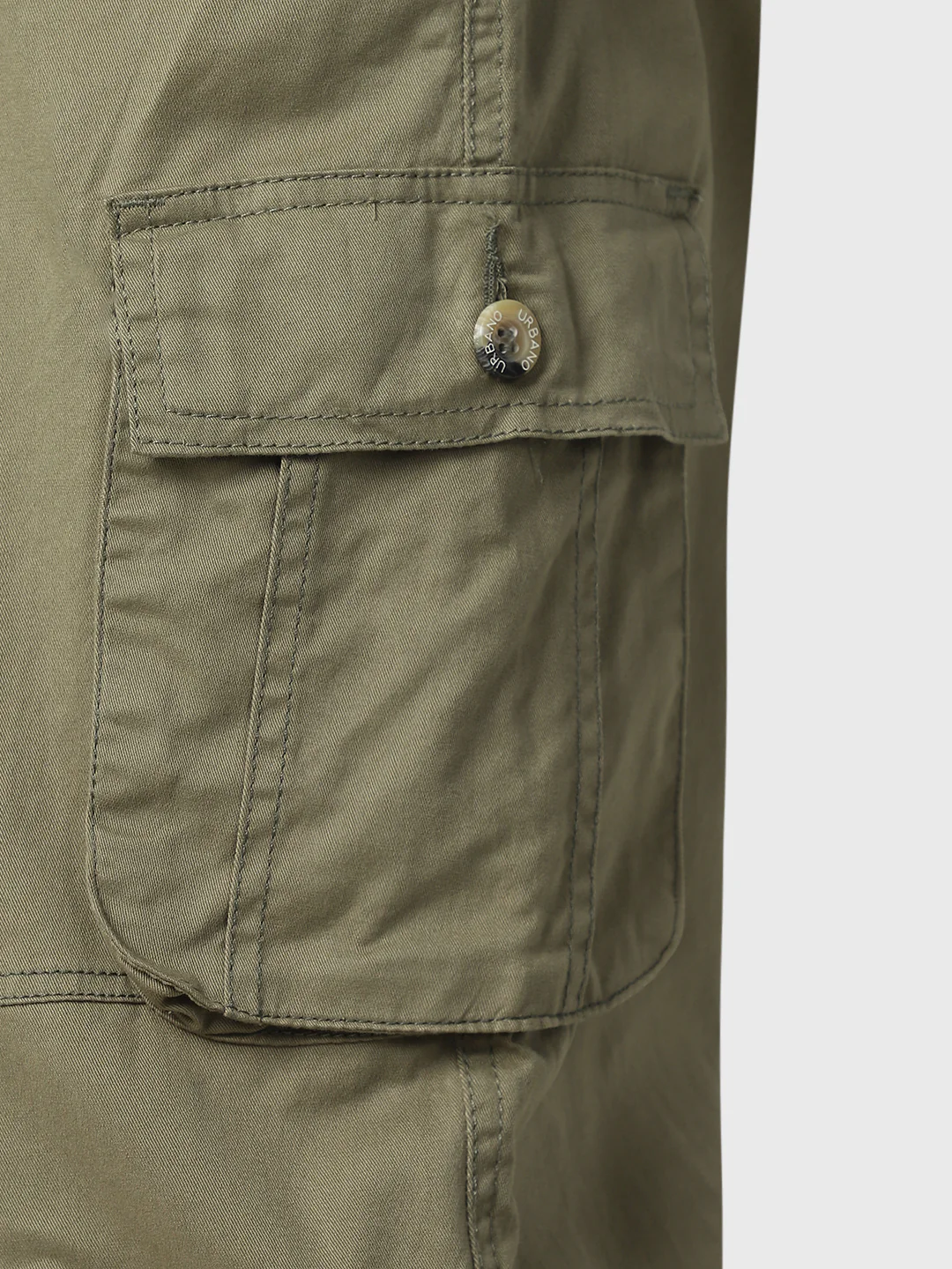 Plus Men's Olive Green Regular Fit Solid Cargo Chino Pant with 6 Pockets - Image 6