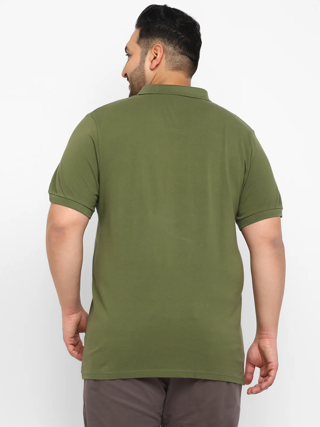 Plus Men's Olive, Navy Blue, White Colour-Block Regular Fit Half Sleeve Cotton Polo T-Shirt - Image 3