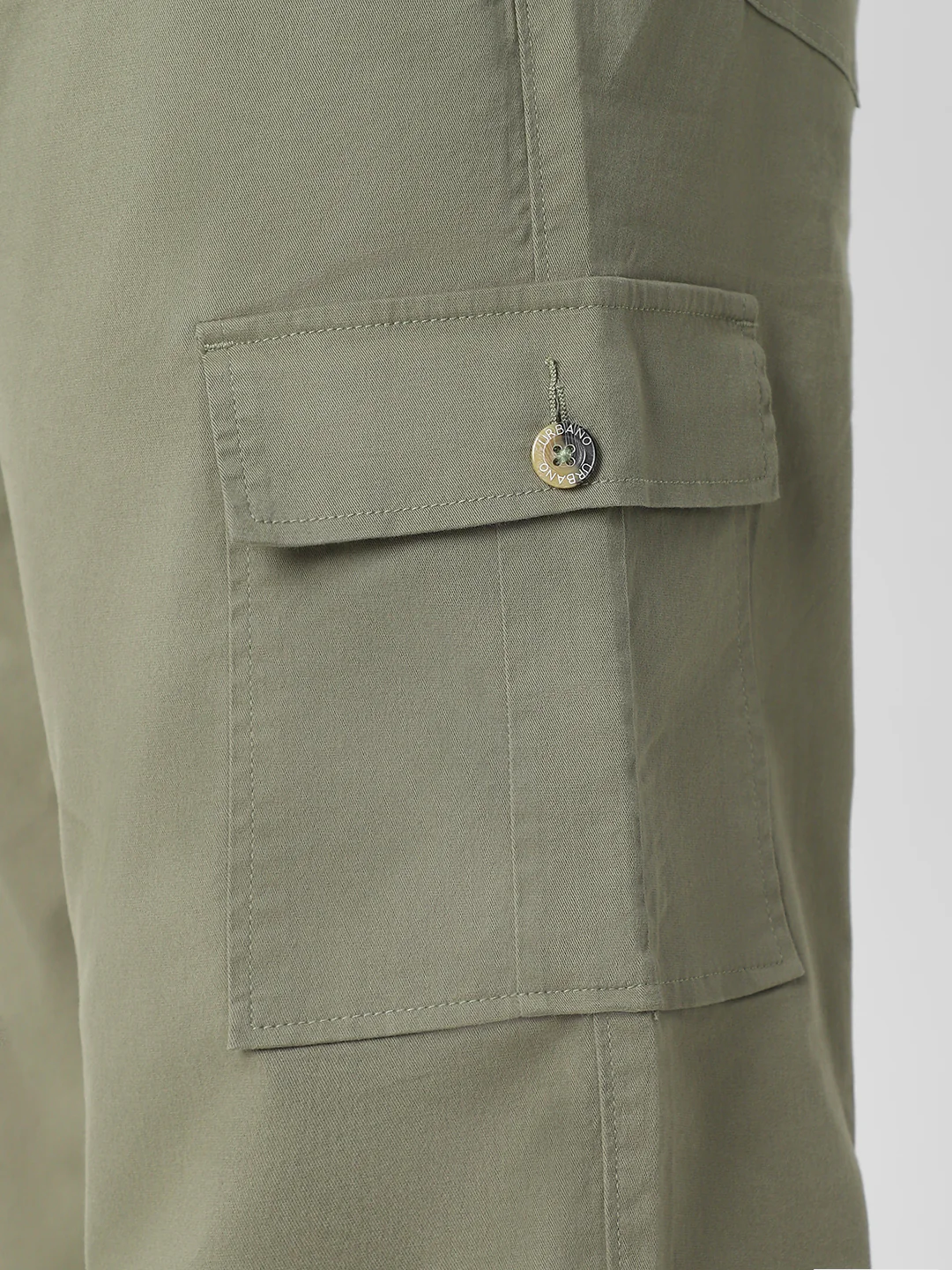 Plus Men's Olive Regular Fit Solid Cargo Chino Pant with 6 Pockets Stretchable - Image 5