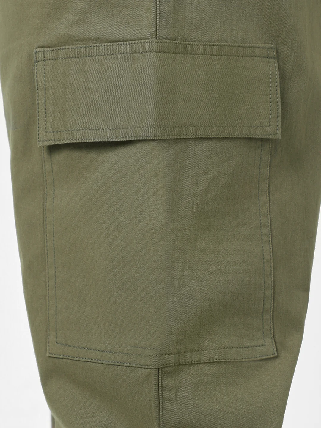 Plus Men's Olive Regular Fit Solid Cargo Chino Pant with 6 Pockets Stretchable - Image 5