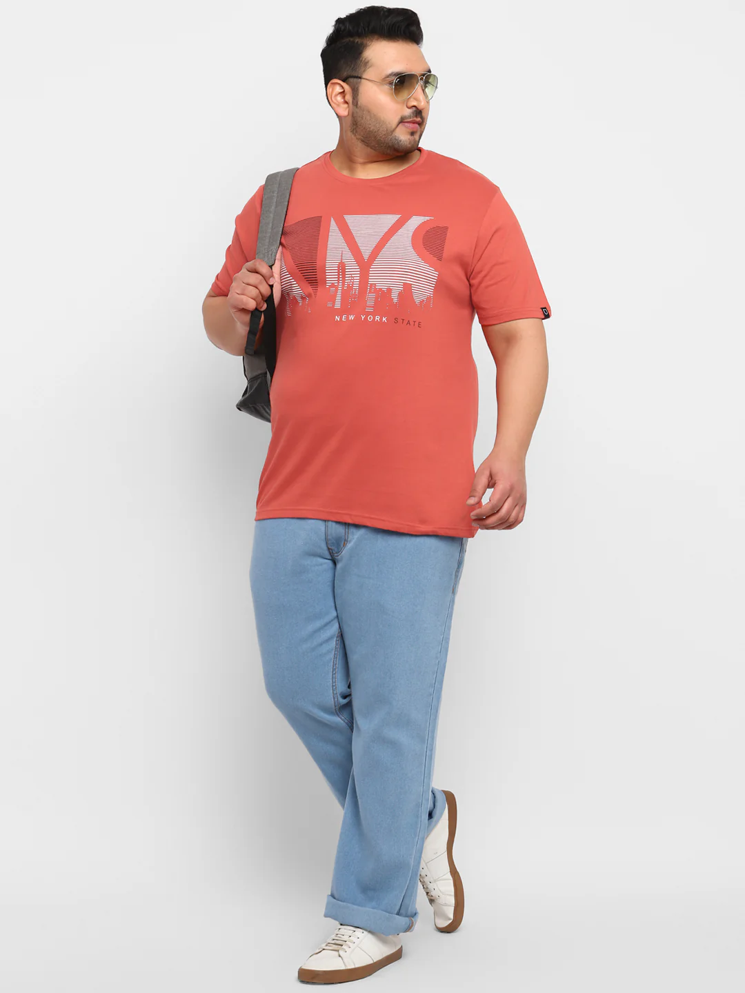Urbano Plus Men's Orange Graphic Printed Half Sleeve Regular Fit Cotton T-Shirt - Image 4