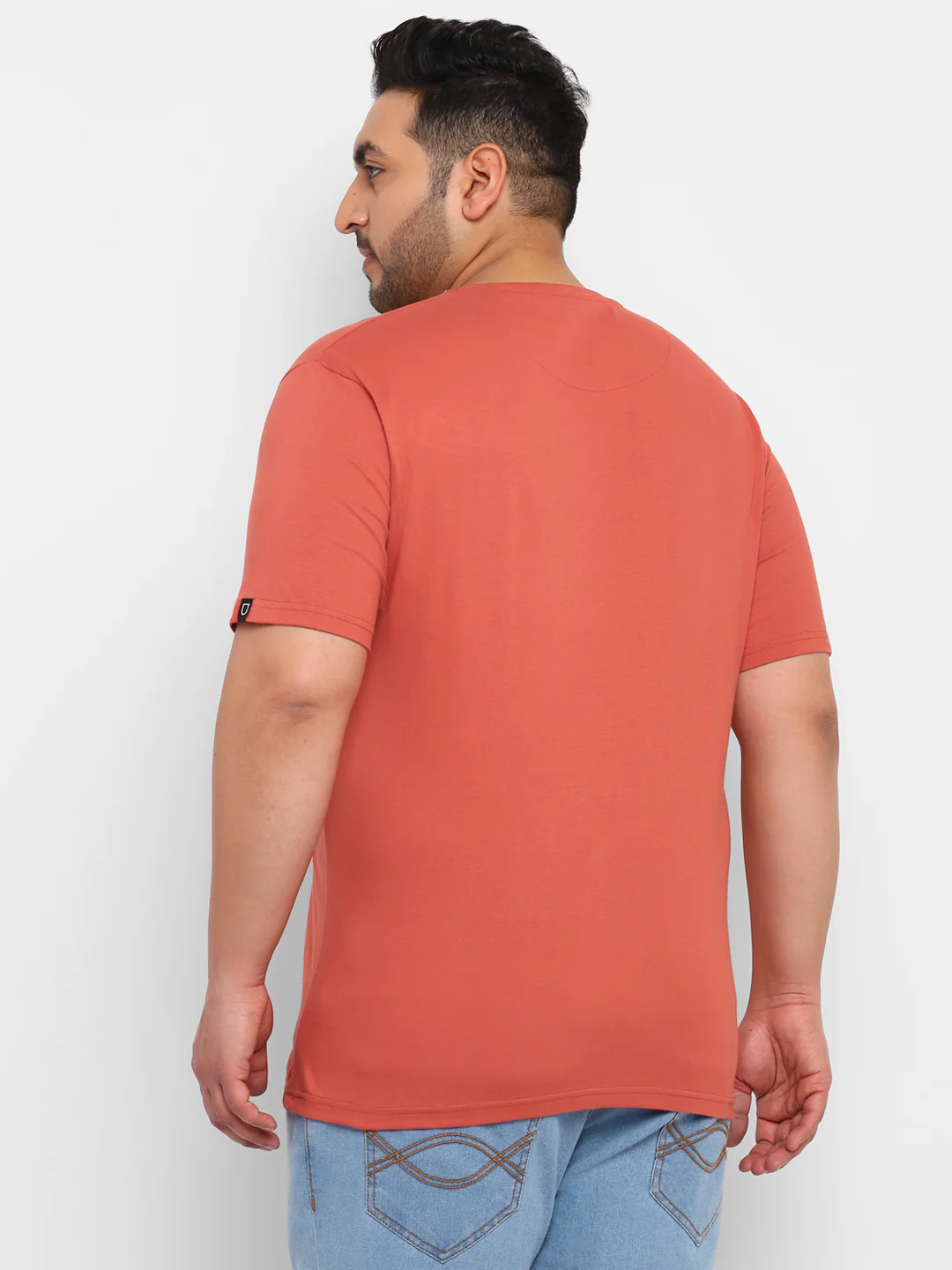 Urbano Plus Men's Orange Graphic Printed Half Sleeve Regular Fit Cotton T-Shirt - Image 3
