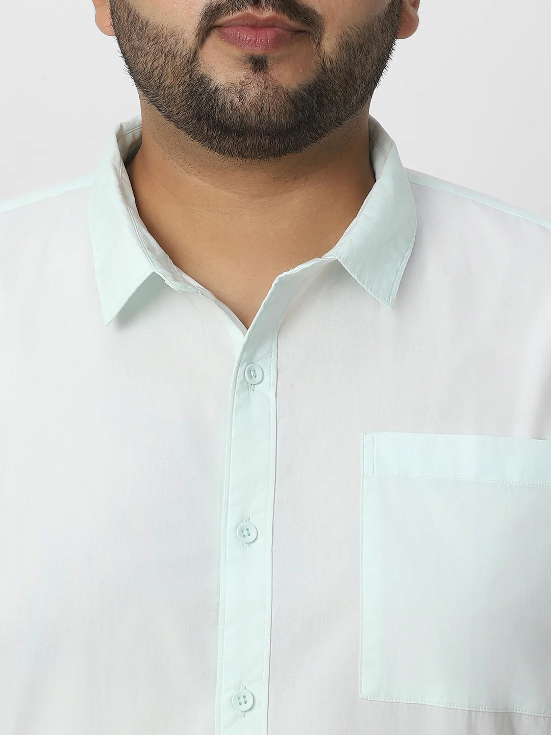 Plus Men's Pastel Blue Cotton Full Sleeve Regular Fit Casual Solid Shirt - Image 6