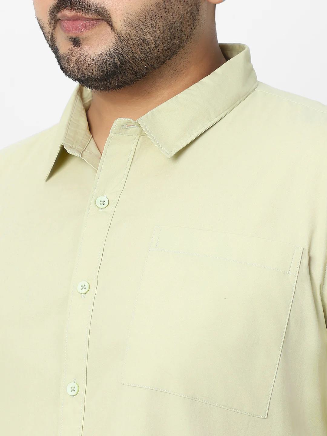 Plus Men's Pastel Green Cotton Full Sleeve Regular Fit Casual Solid Shirt - Image 6