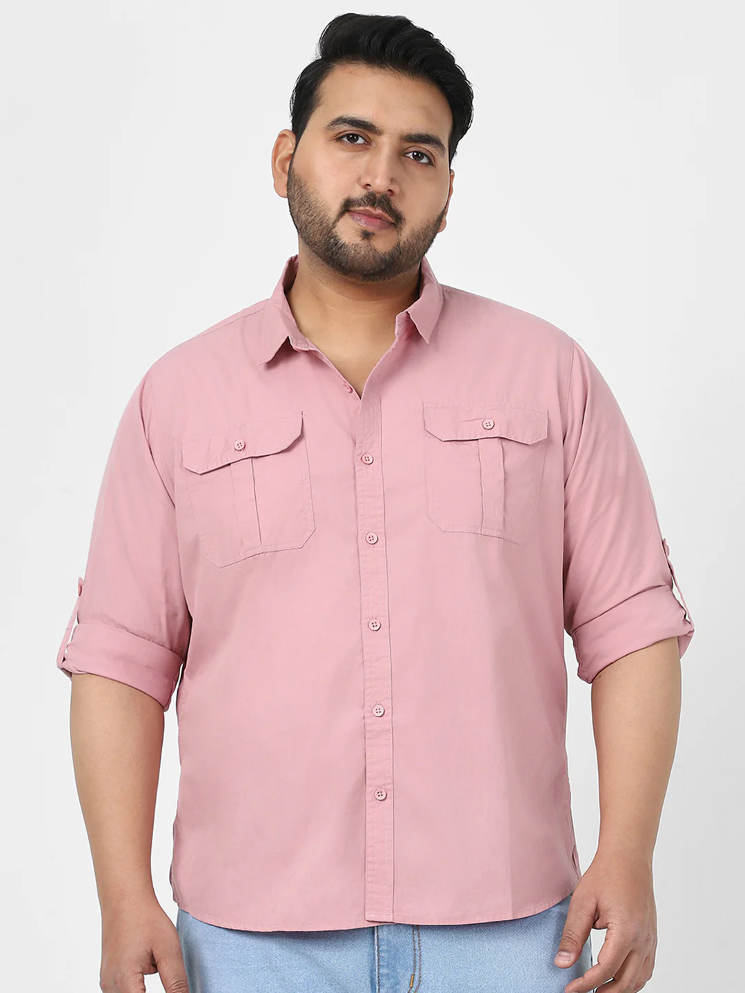 Men's Pink Cotton Full Sleeve Regular Fit Casual Solid Shirt - Image 2
