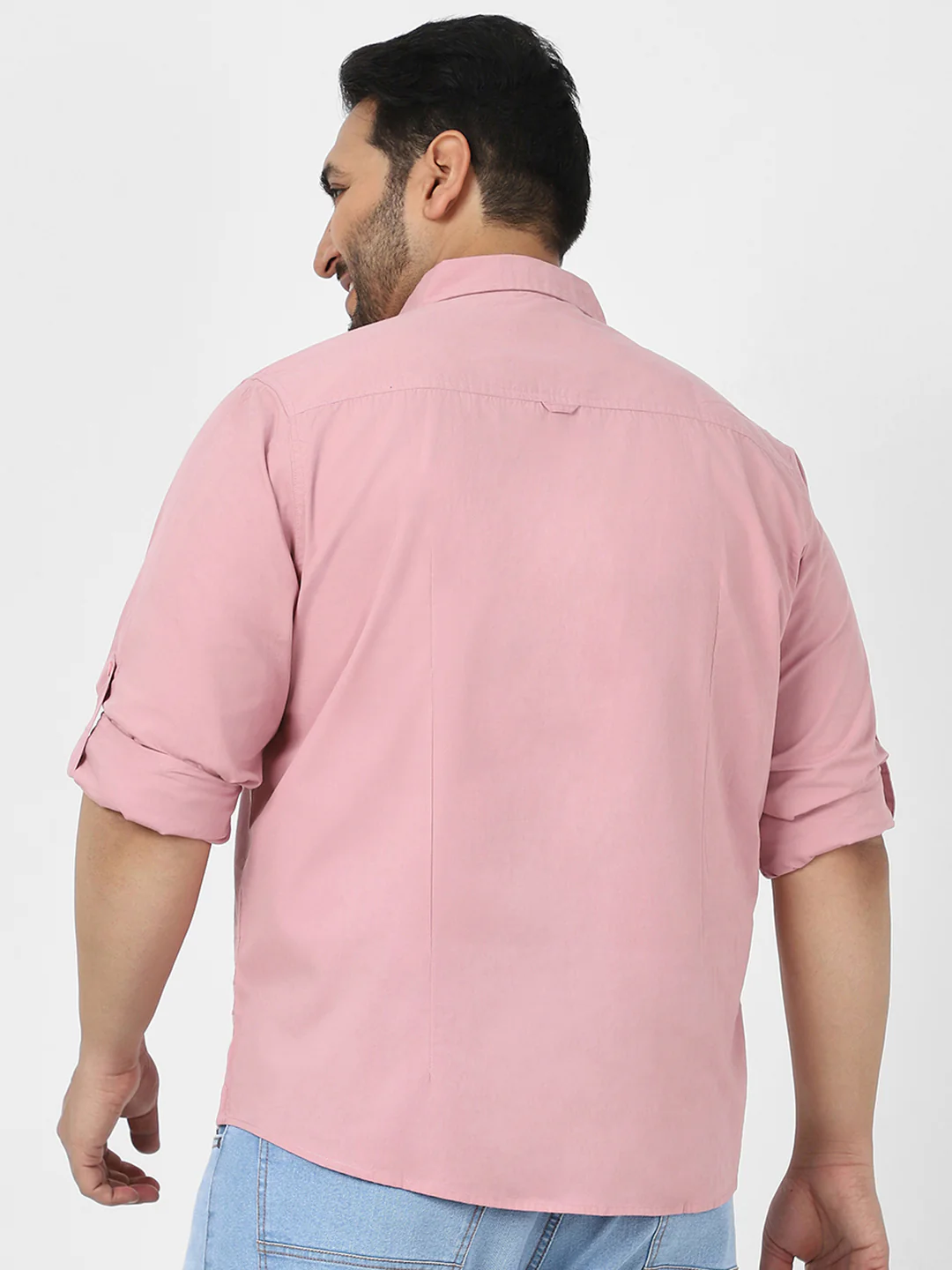 Men's Pink Cotton Full Sleeve Regular Fit Casual Solid Shirt - Image 4
