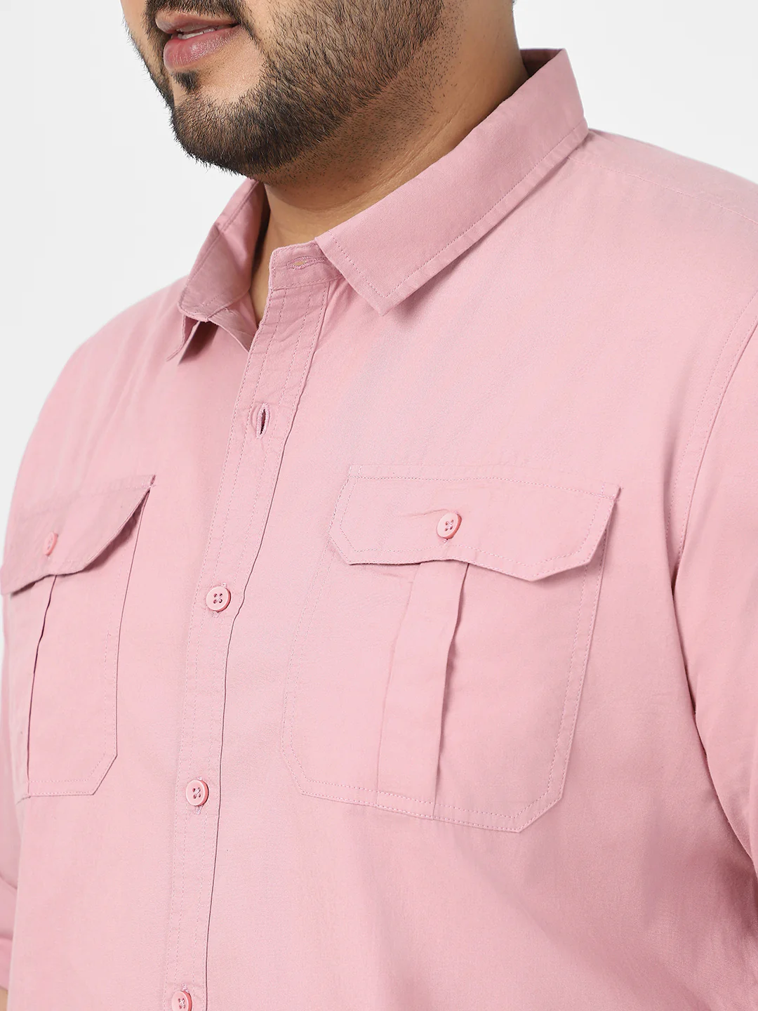 Men's Pink Cotton Full Sleeve Regular Fit Casual Solid Shirt - Image 6