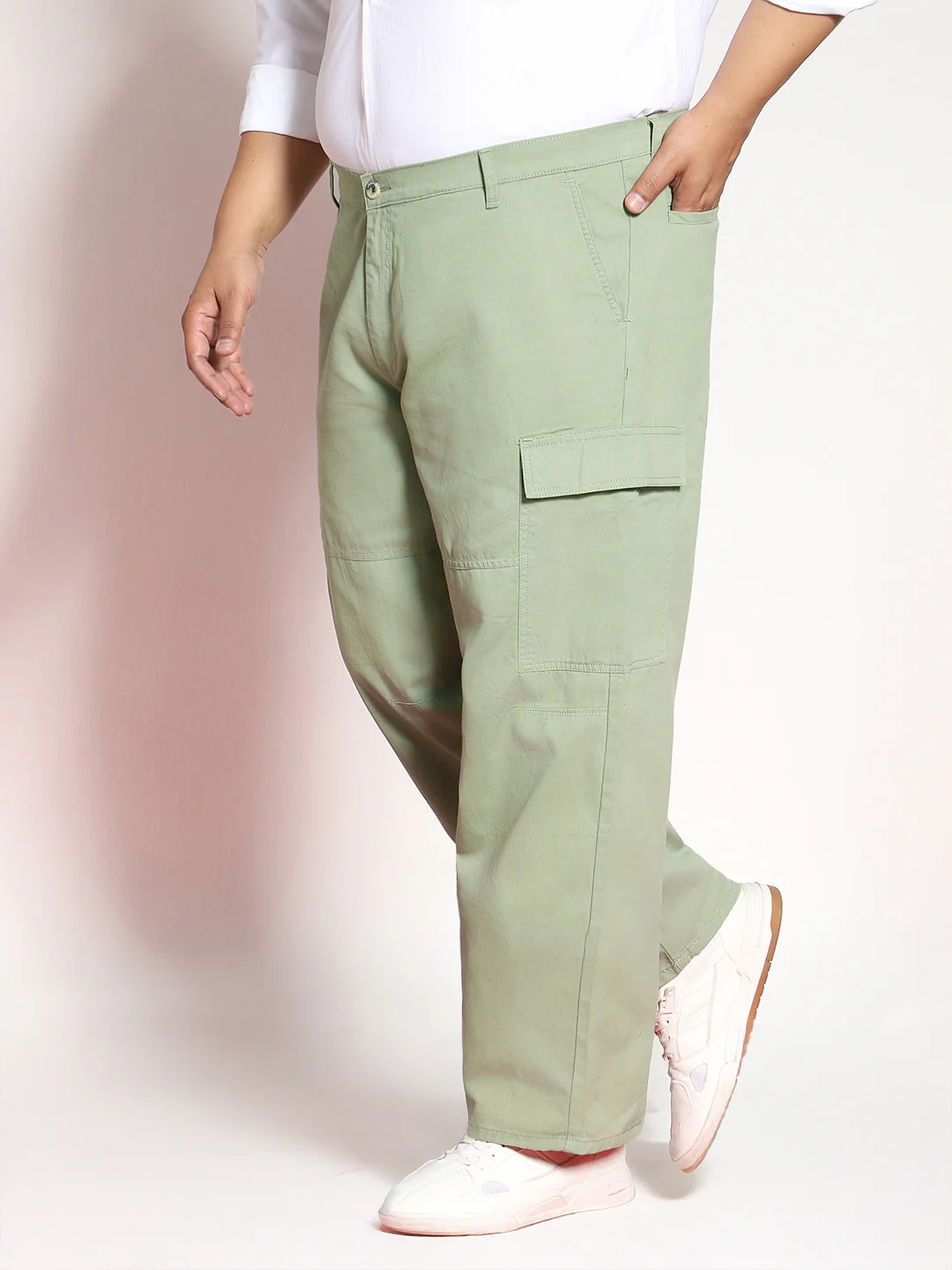 Plus Men's Pista Loose Baggy Fit Solid Cargo Chino Pant with 6 Pockets Non-Stretchable - Image 3