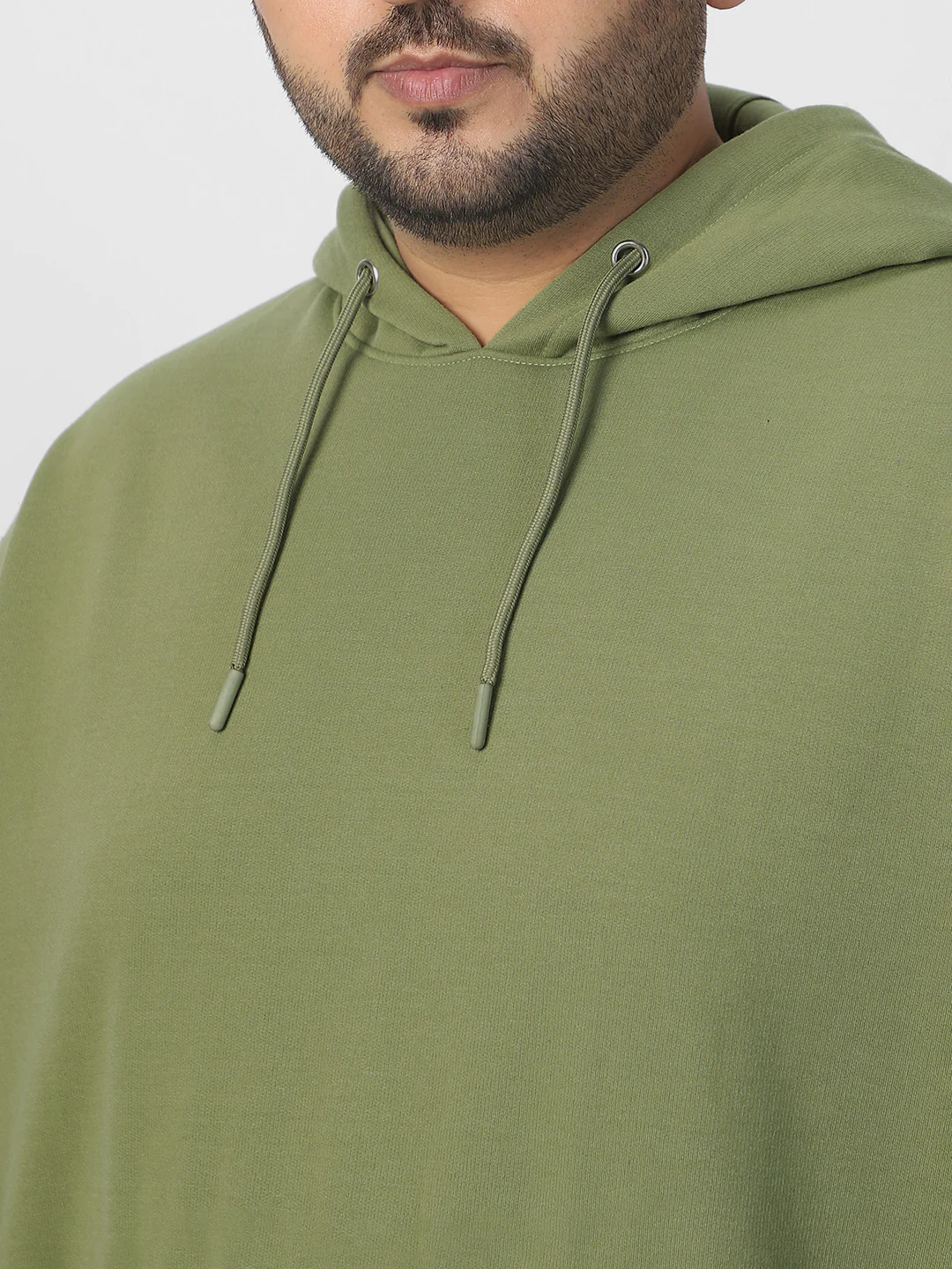 Plus Men's Potent Olive Cotton Solid Oversized Hooded Neck Sweatshirt - Image 5