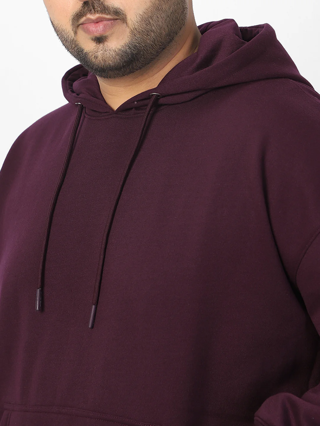Plus Men's Potent Purple Cotton Solid Oversized Hooded Neck Sweatshirt - Image 5