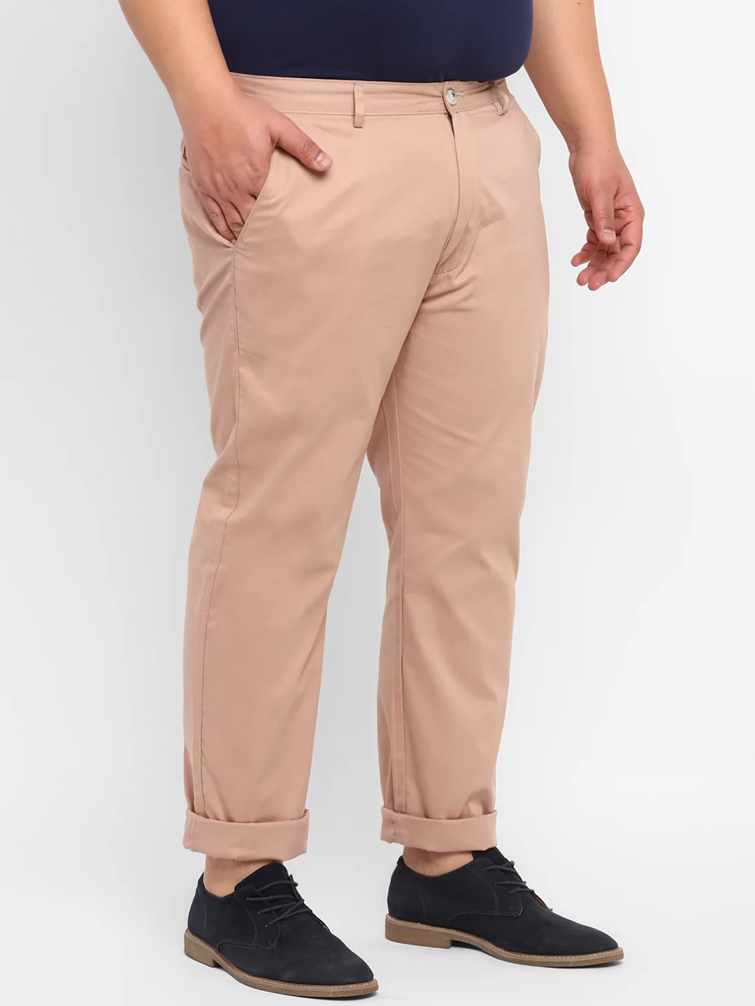 Plus Men's Purple Cotton Regular Fit Casual Chinos Trousers - Image 2