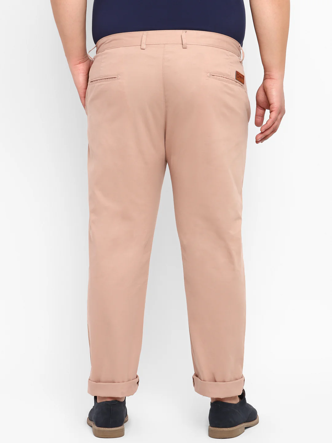 Plus Men's Purple Cotton Regular Fit Casual Chinos Trousers - Image 3