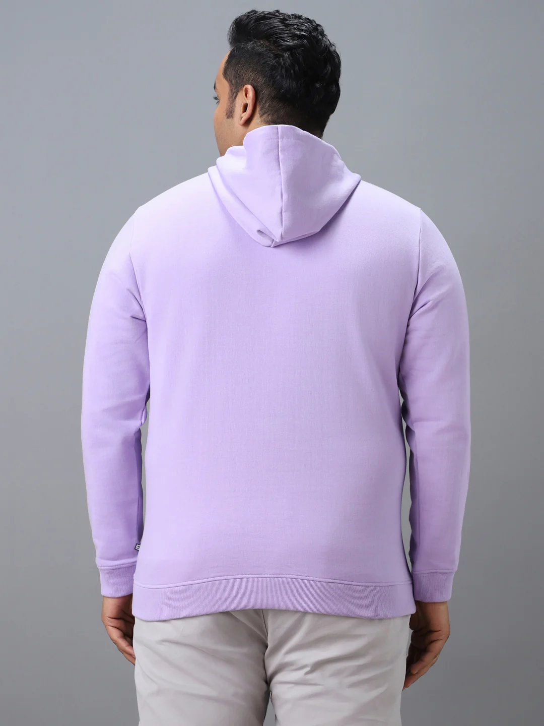 Plus Men's Purple Cotton Solid Hooded Neck Sweatshirt - Image 3