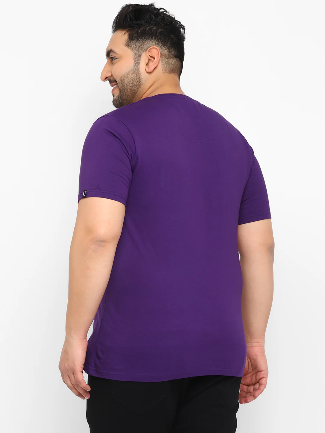 Urbano Plus Men's Purple Graphic Printed Half Sleeve Regular Fit Cotton T-Shirt - Image 3