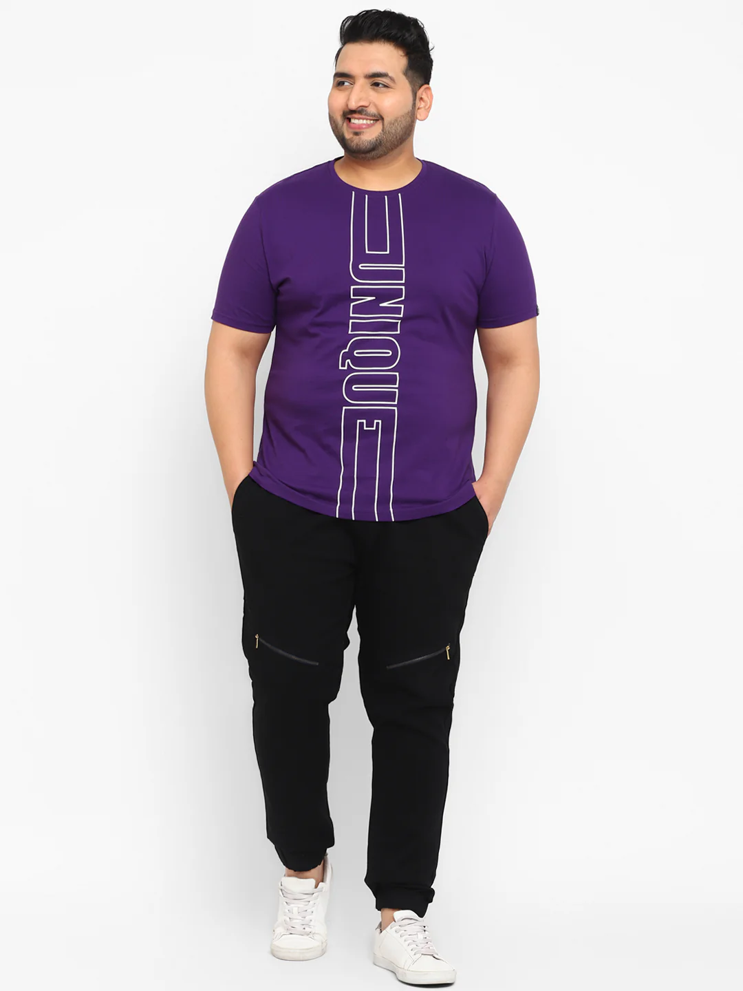 Urbano Plus Men's Purple Graphic Printed Half Sleeve Regular Fit Cotton T-Shirt - Image 4