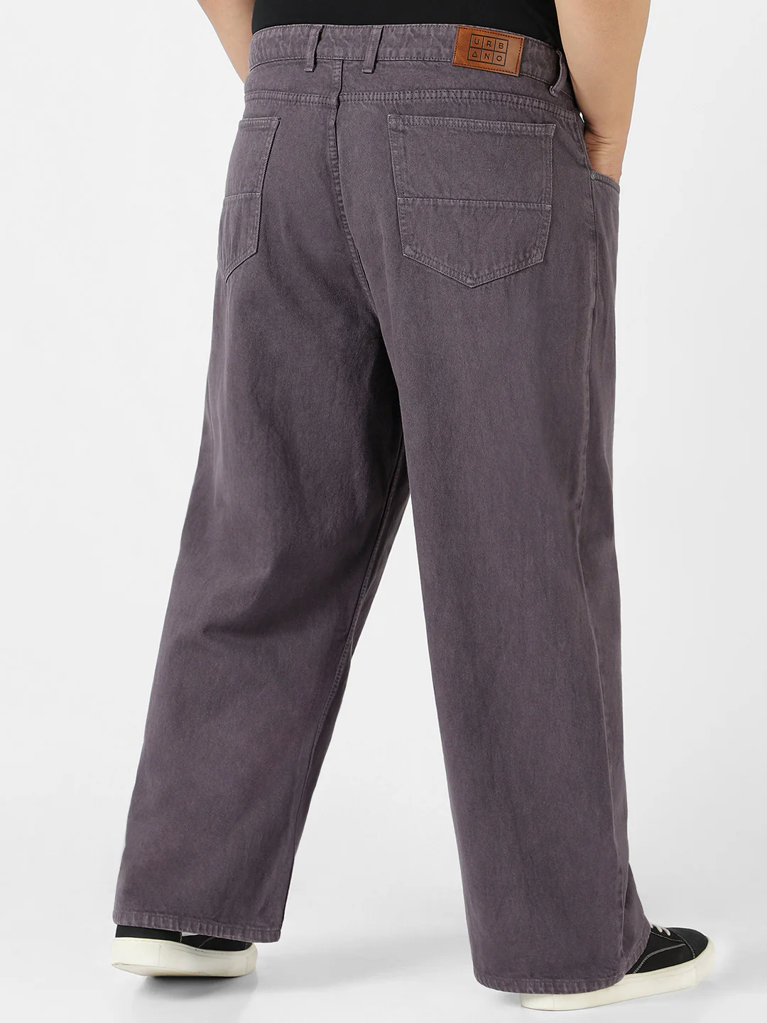 Plus Men's Purple Loose Fit Washed Jeans Non-Stretchable - Image 3