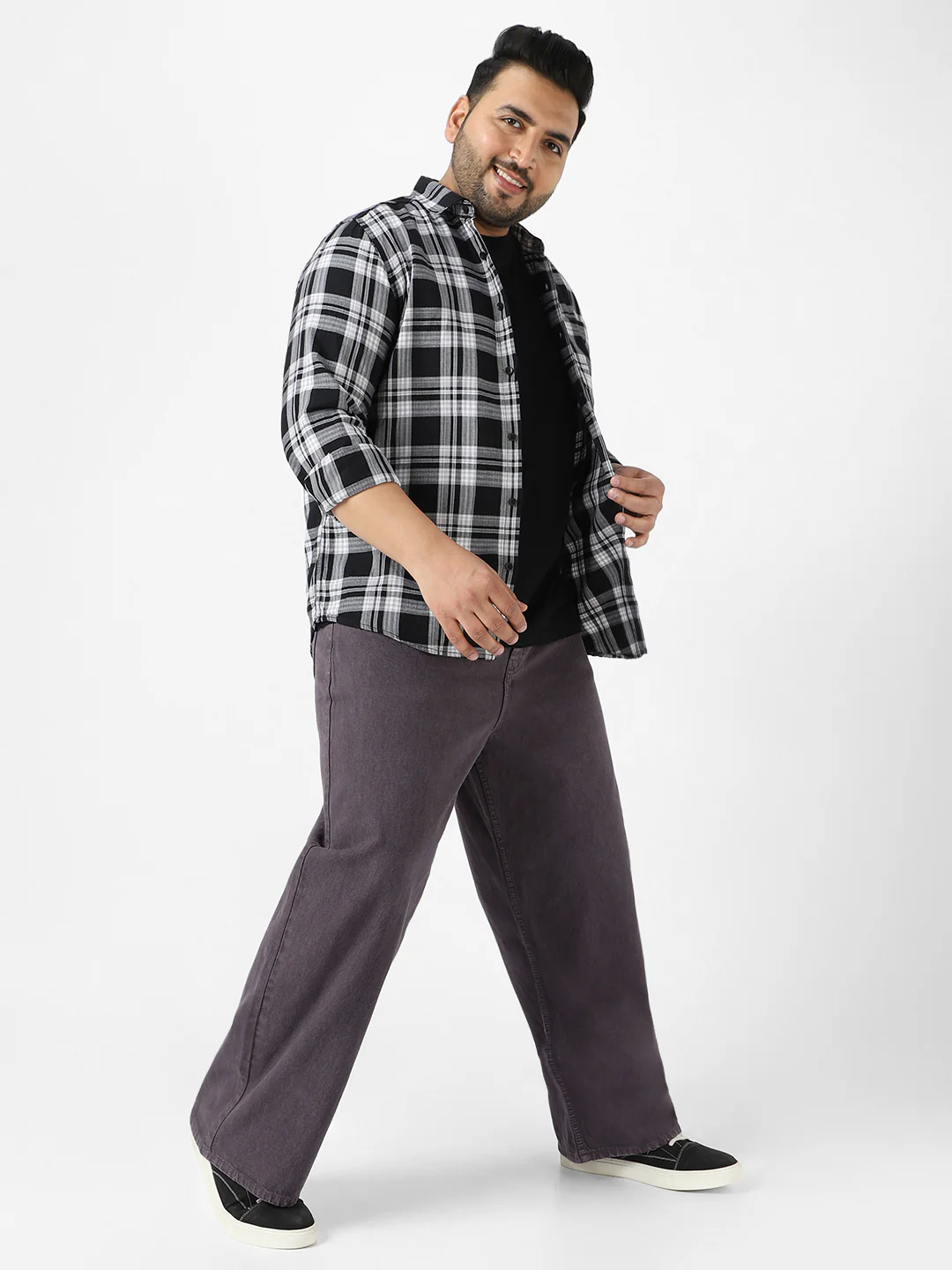 Plus Men's Purple Loose Fit Washed Jeans Non-Stretchable - Image 4