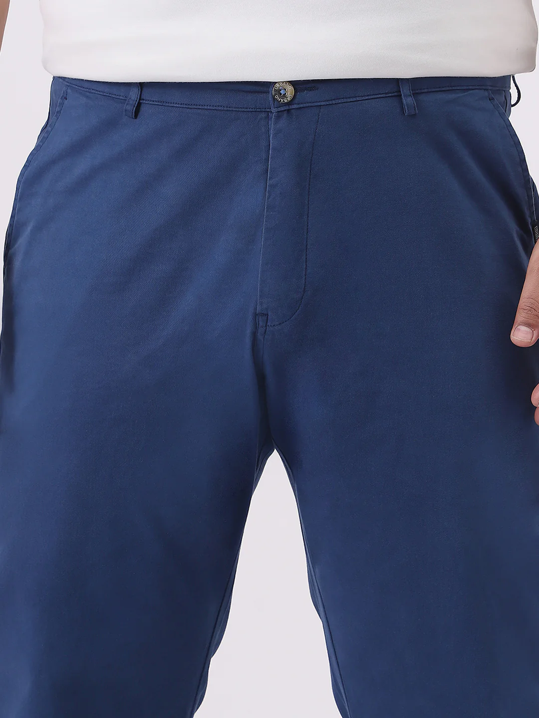 Plus Men's Royal Blue Cotton Regular Fit Casual Chinos Trousers Stretch - Image 5