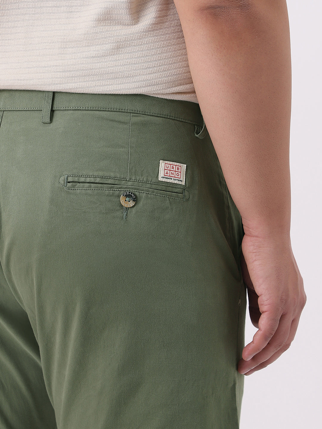 Plus Men's Sage Green Cotton Regular Fit Casual Chinos Trousers Stretch - Image 6