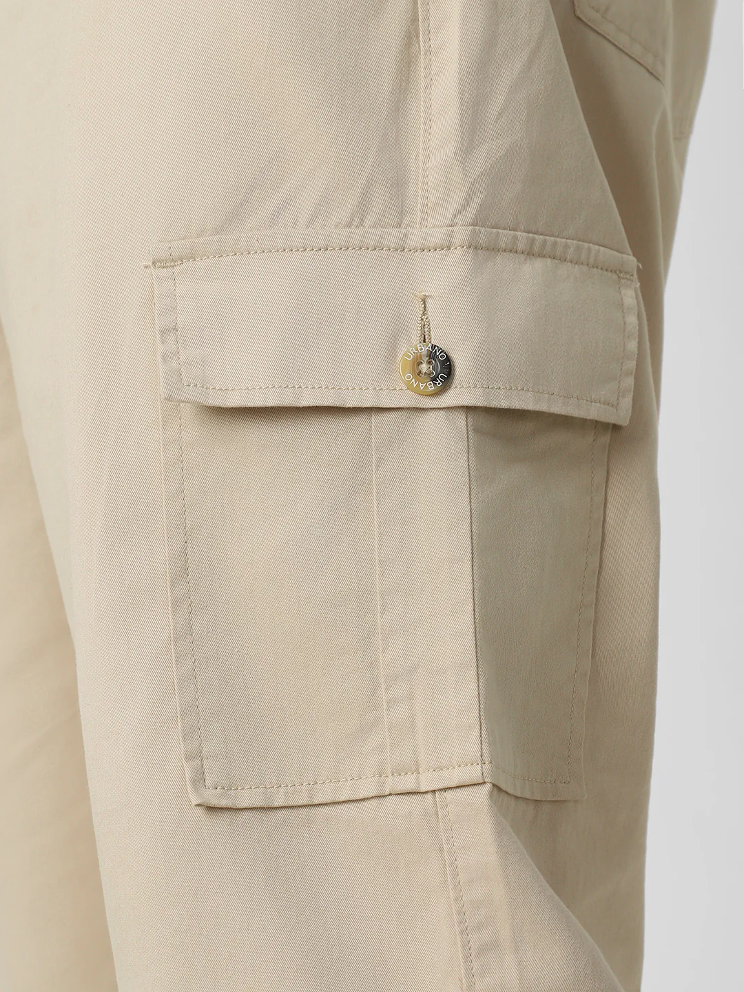Plus Men's Sand Regular Fit Solid Cargo Chino Pant with 6 Pockets Stretchable - Image 5