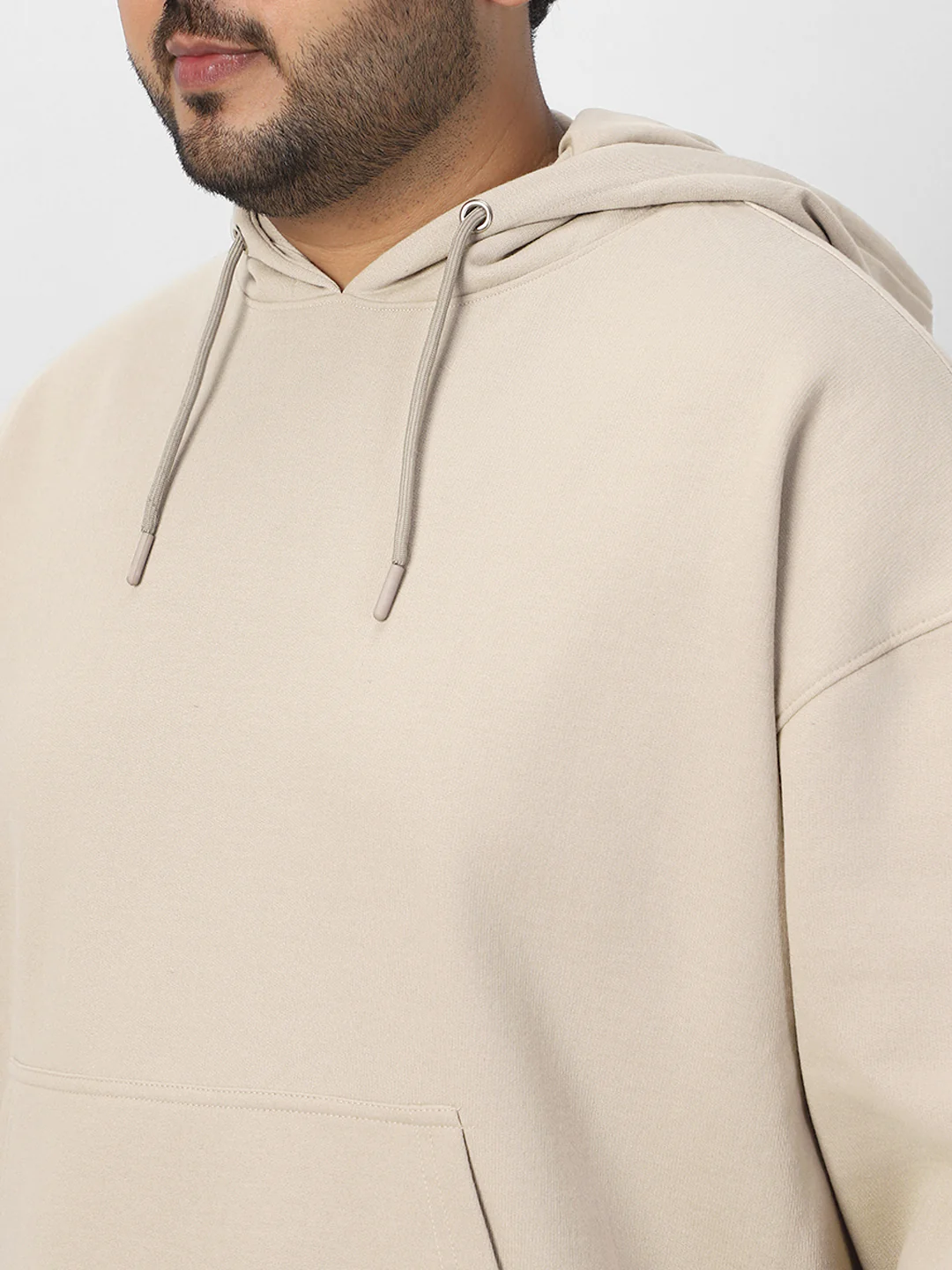 Plus Men's Silver Lining Cotton Solid Oversized Hooded Neck Sweatshirt - Image 5