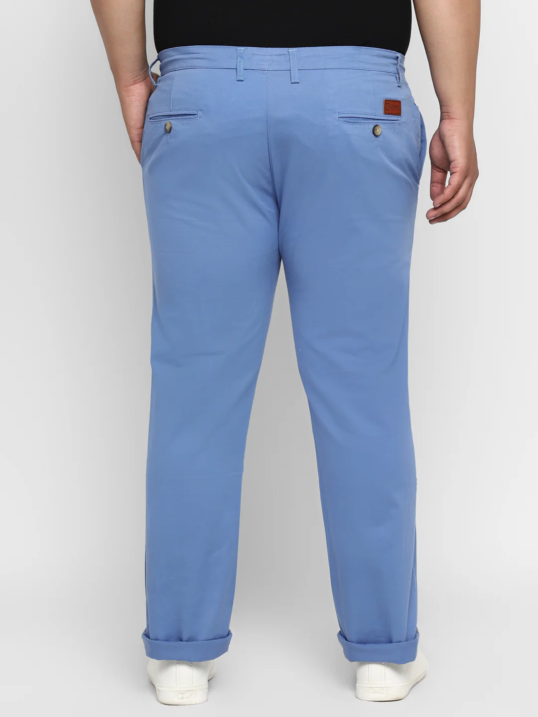 Plus Men's Sky Blue Cotton Regular Fit Casual Chino Pants Stretch - Image 4