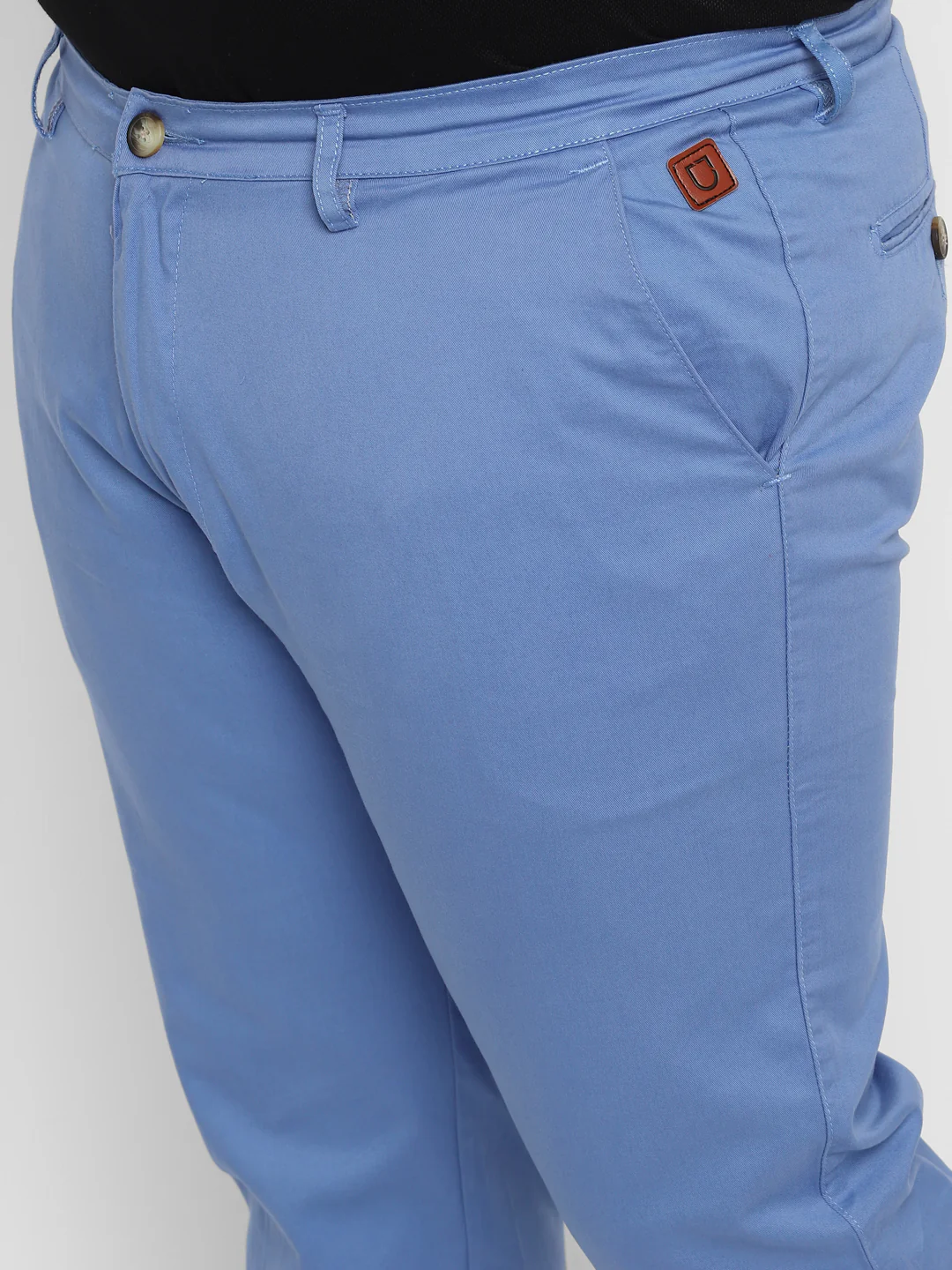 Plus Men's Sky Blue Cotton Regular Fit Casual Chino Pants Stretch - Image 5