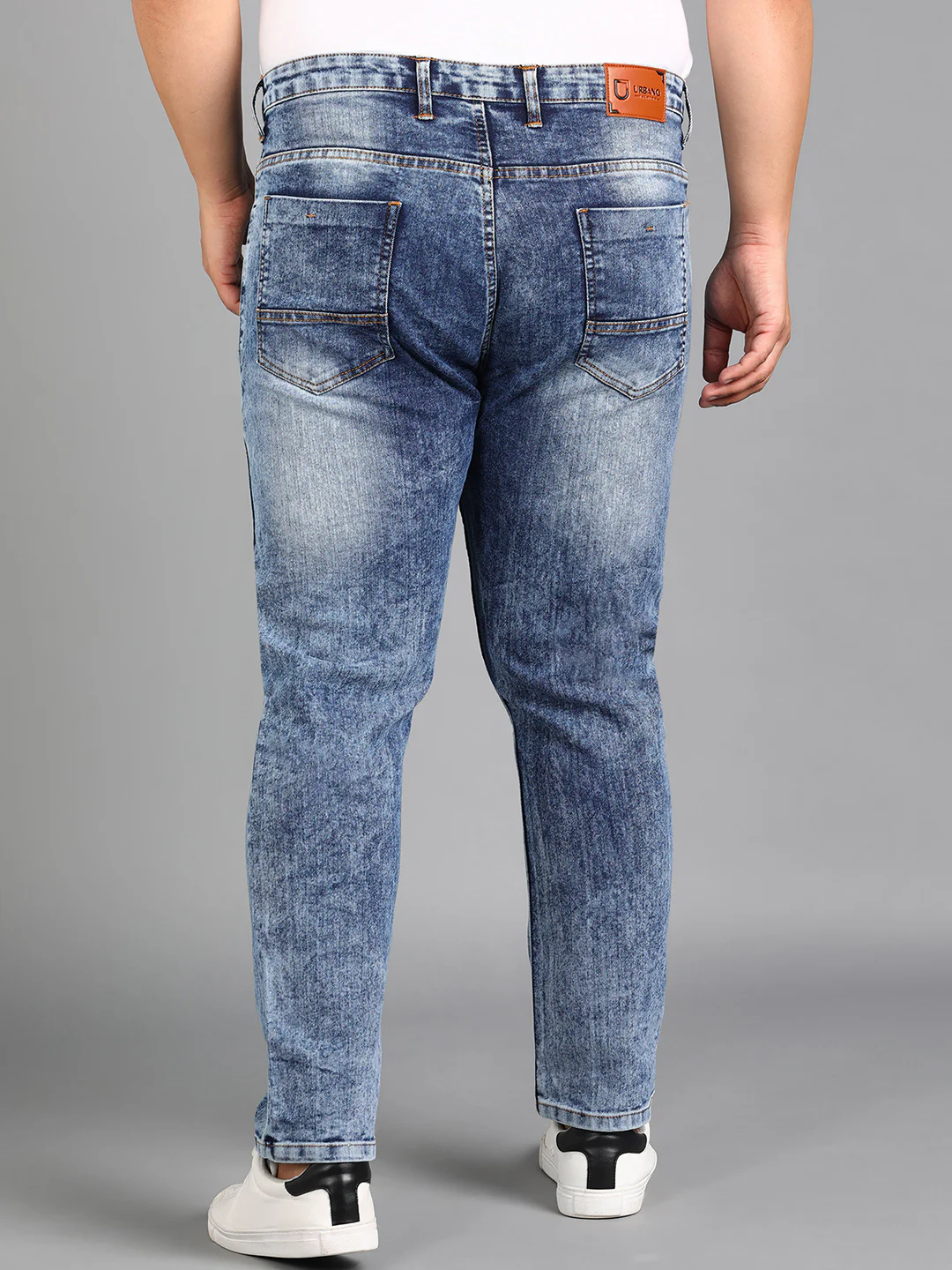 Plus Men's Sky Blue Slim Fit Washed Jeans Stretchable - Image 3