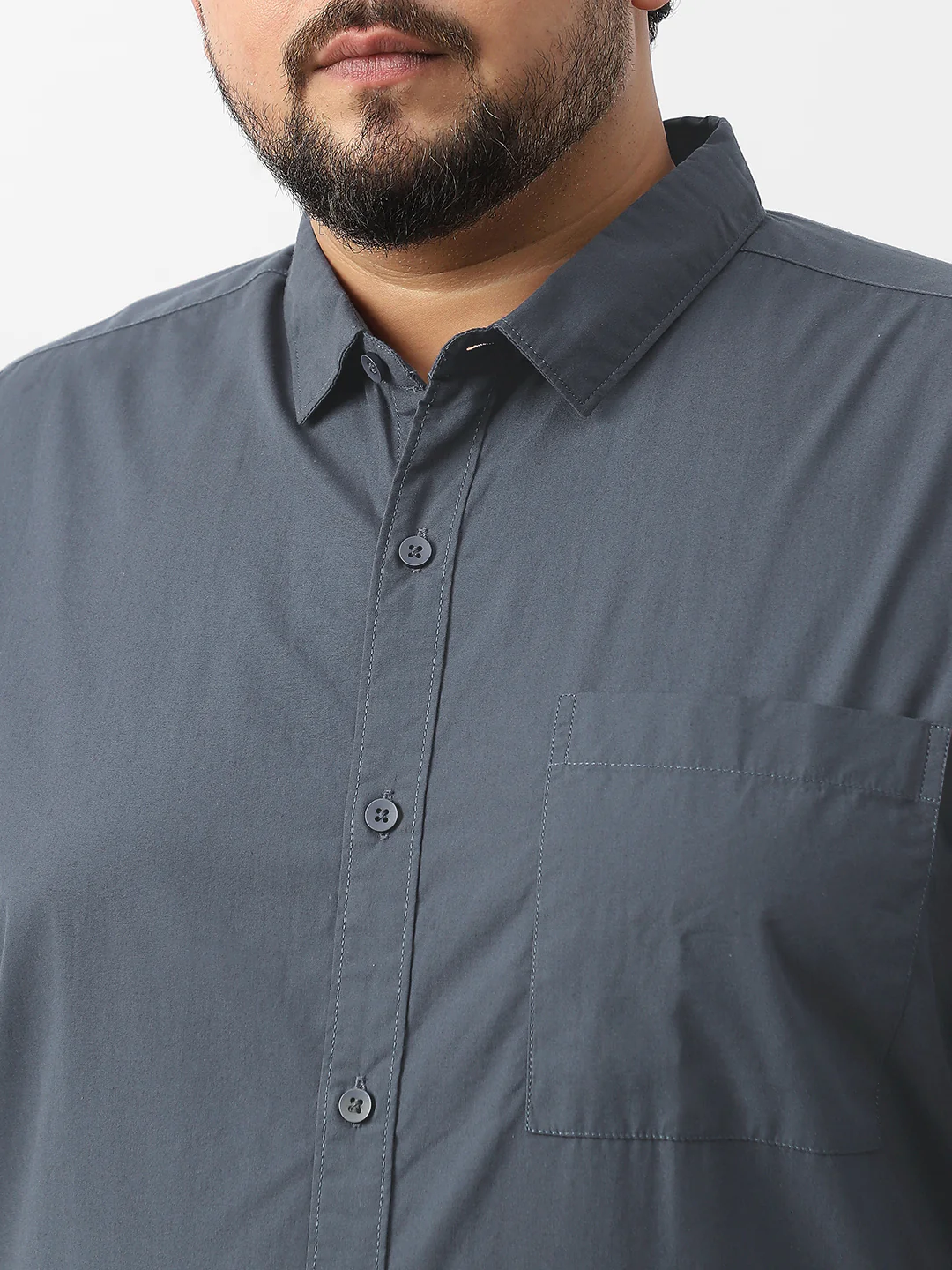 Plus Men's Slate Blue Cotton Full Sleeve Regular Fit Casual Solid Shirt - Image 6