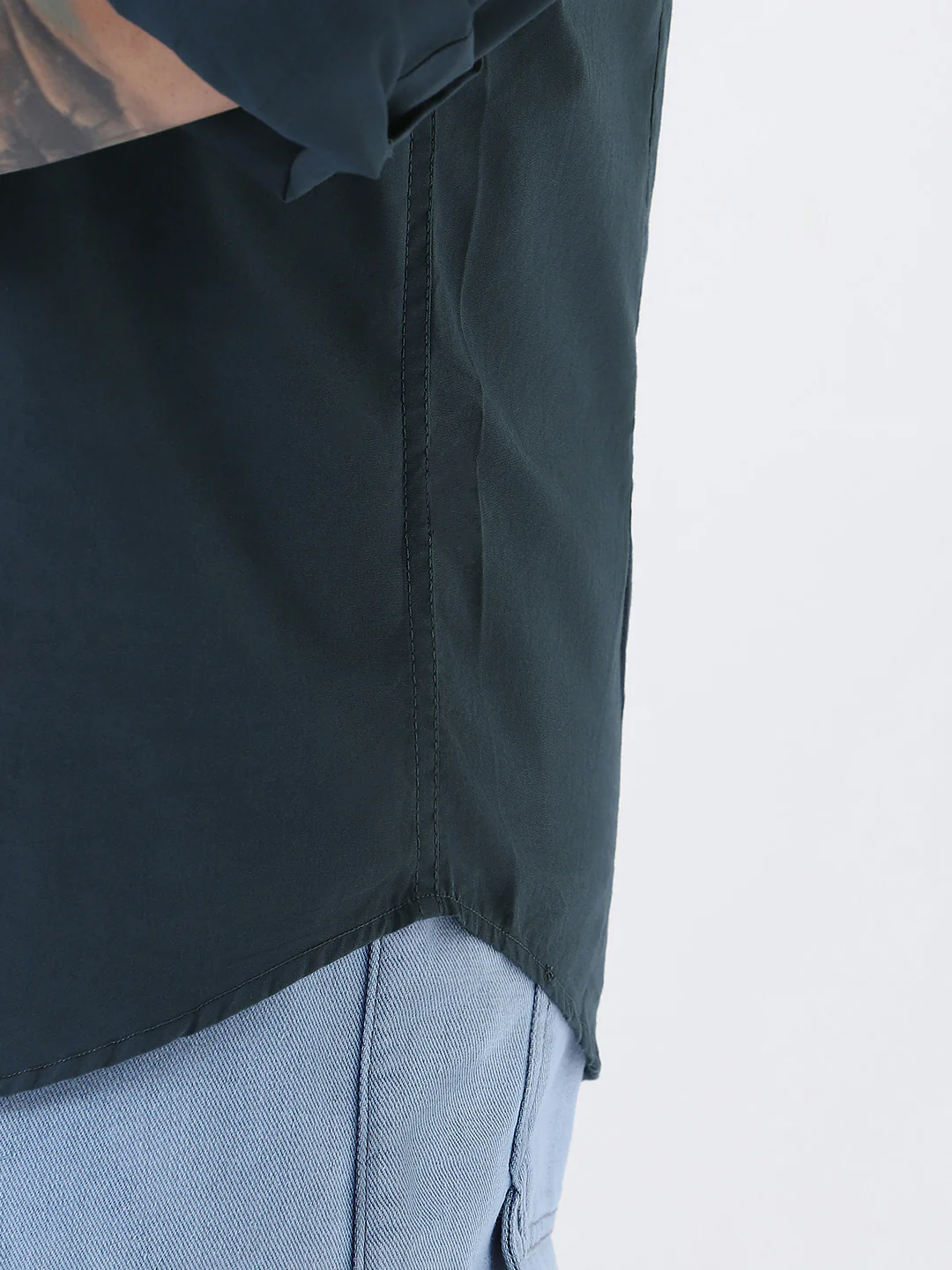 Plus Men's Slate Blue Cotton Full Sleeve Regular Fit Casual Solid Shirt - Image 7