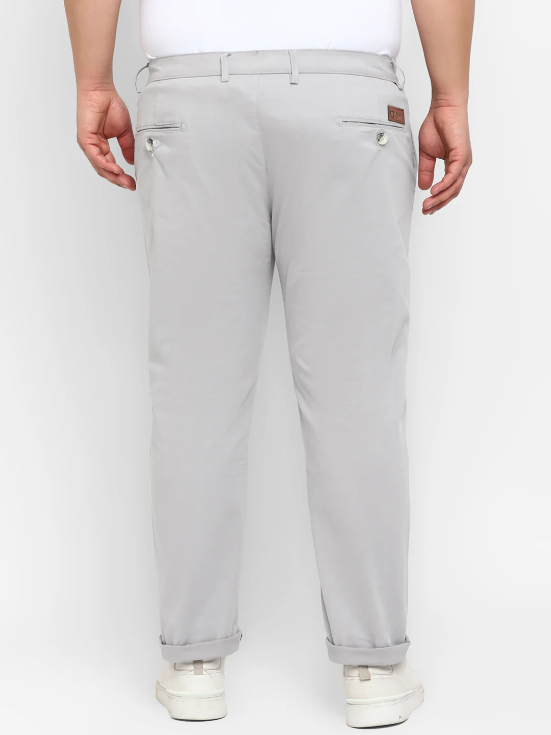 Plus Men's Steel Blue Cotton Regular Fit Casual Chinos Trousers Stretch - Image 4