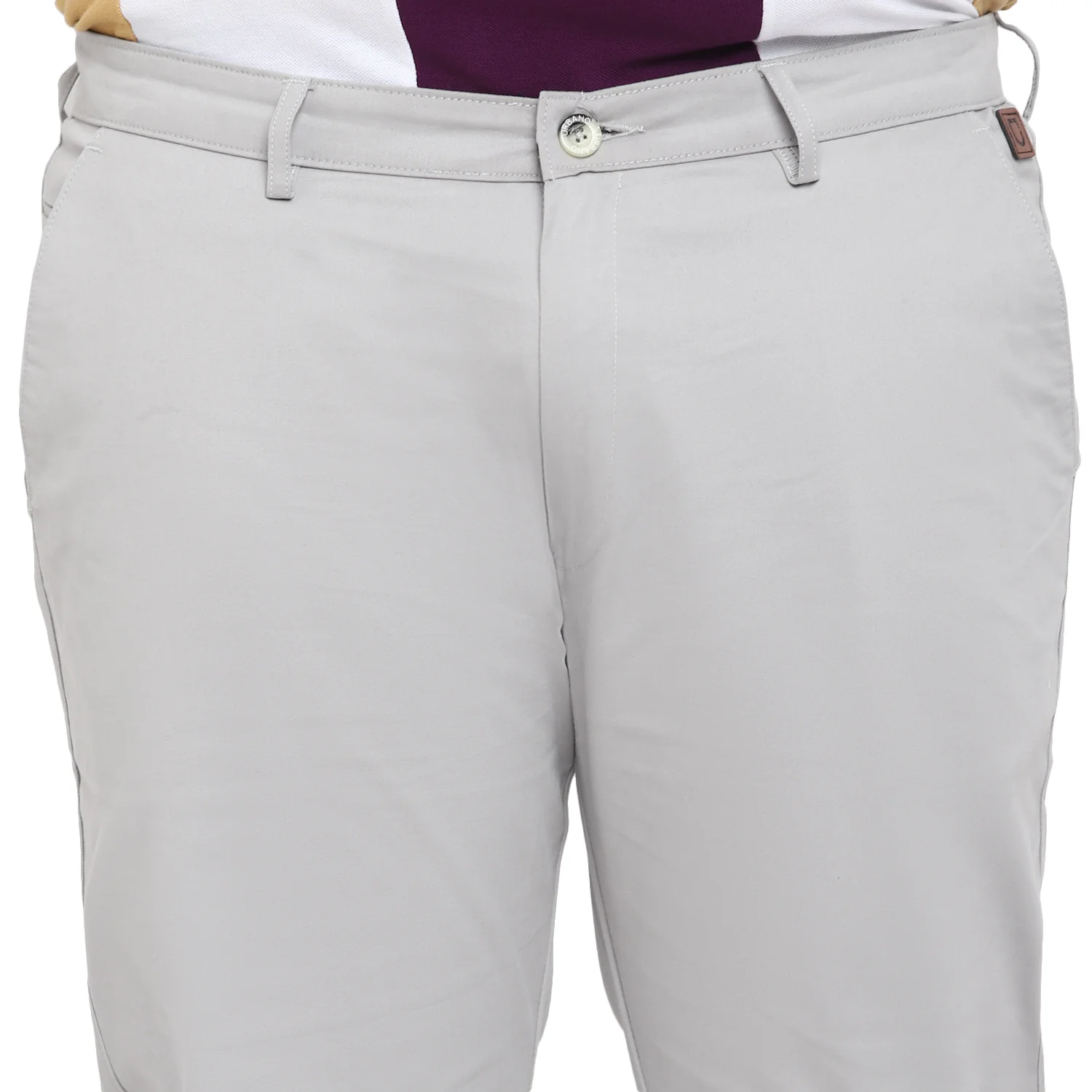 Plus Men's Steel Blue Cotton Regular Fit Casual Chinos Trousers Stretch - Image 6